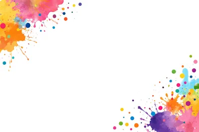 Watercolor Paint Splatter Background With Colorful Dots