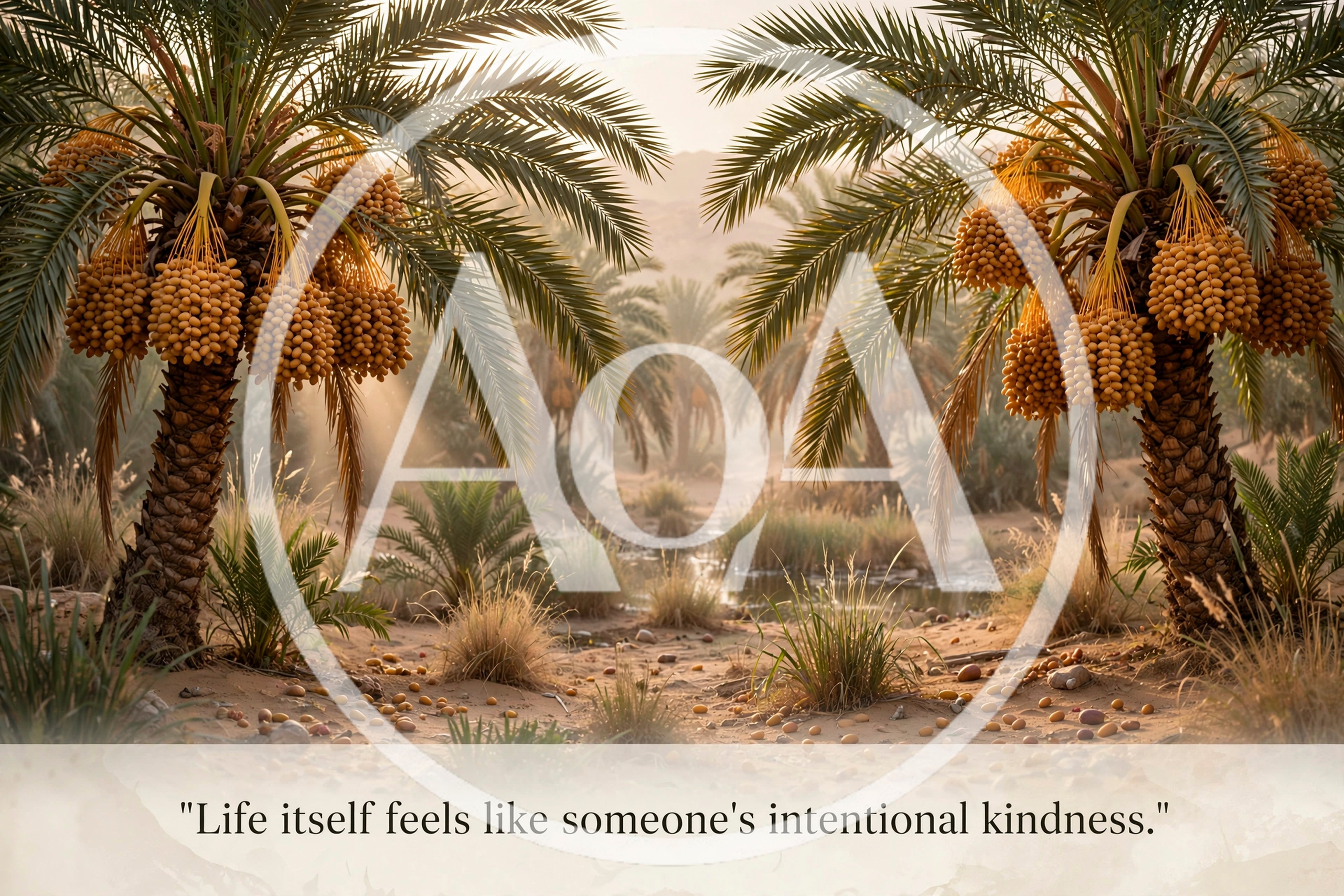 Date Palm Oasis With Golden Sunlight