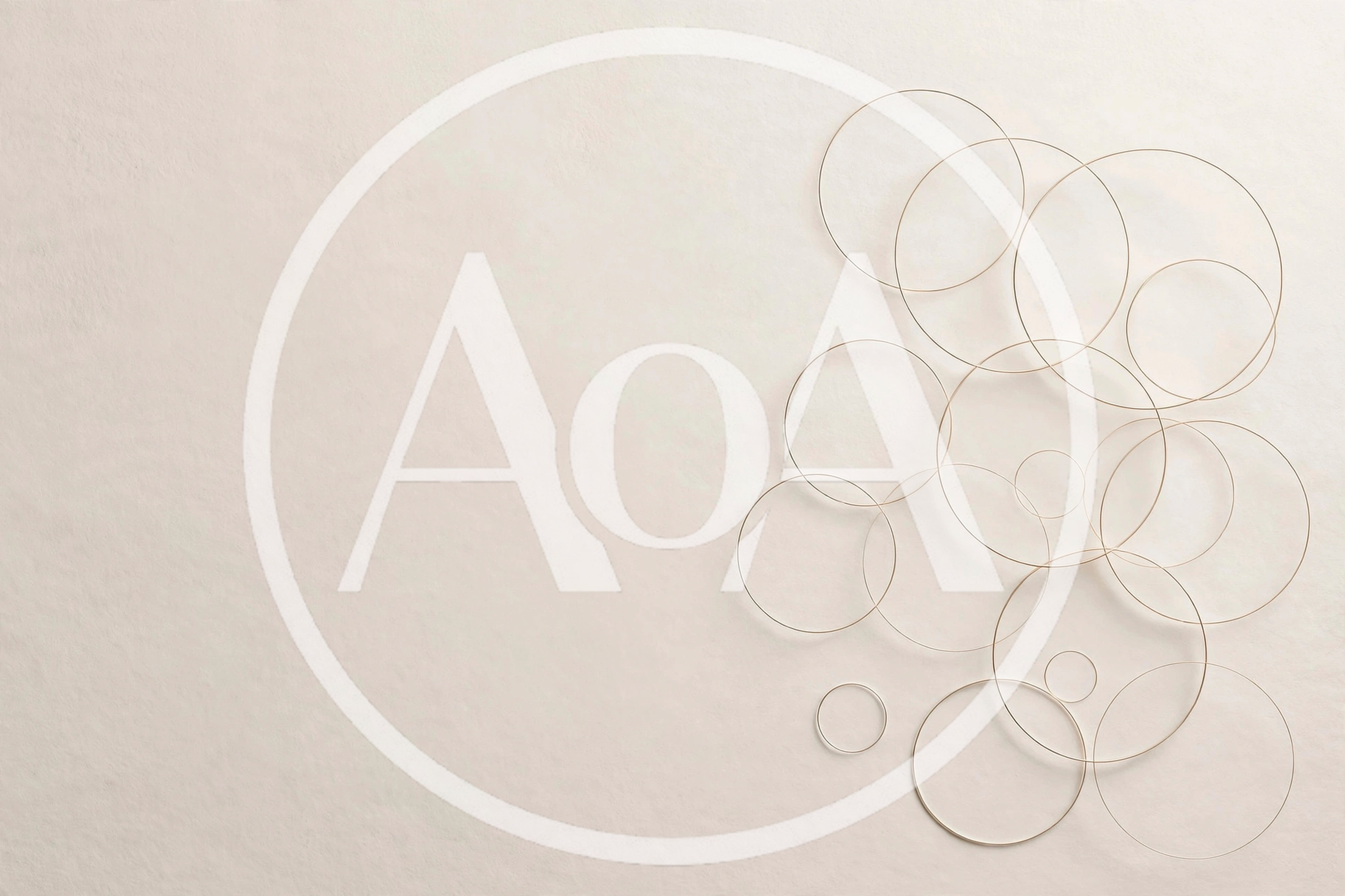 Abstract Minimalist Background With Intersecting Golden Circles