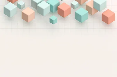 Floating Pastel Cubes on Grid Background