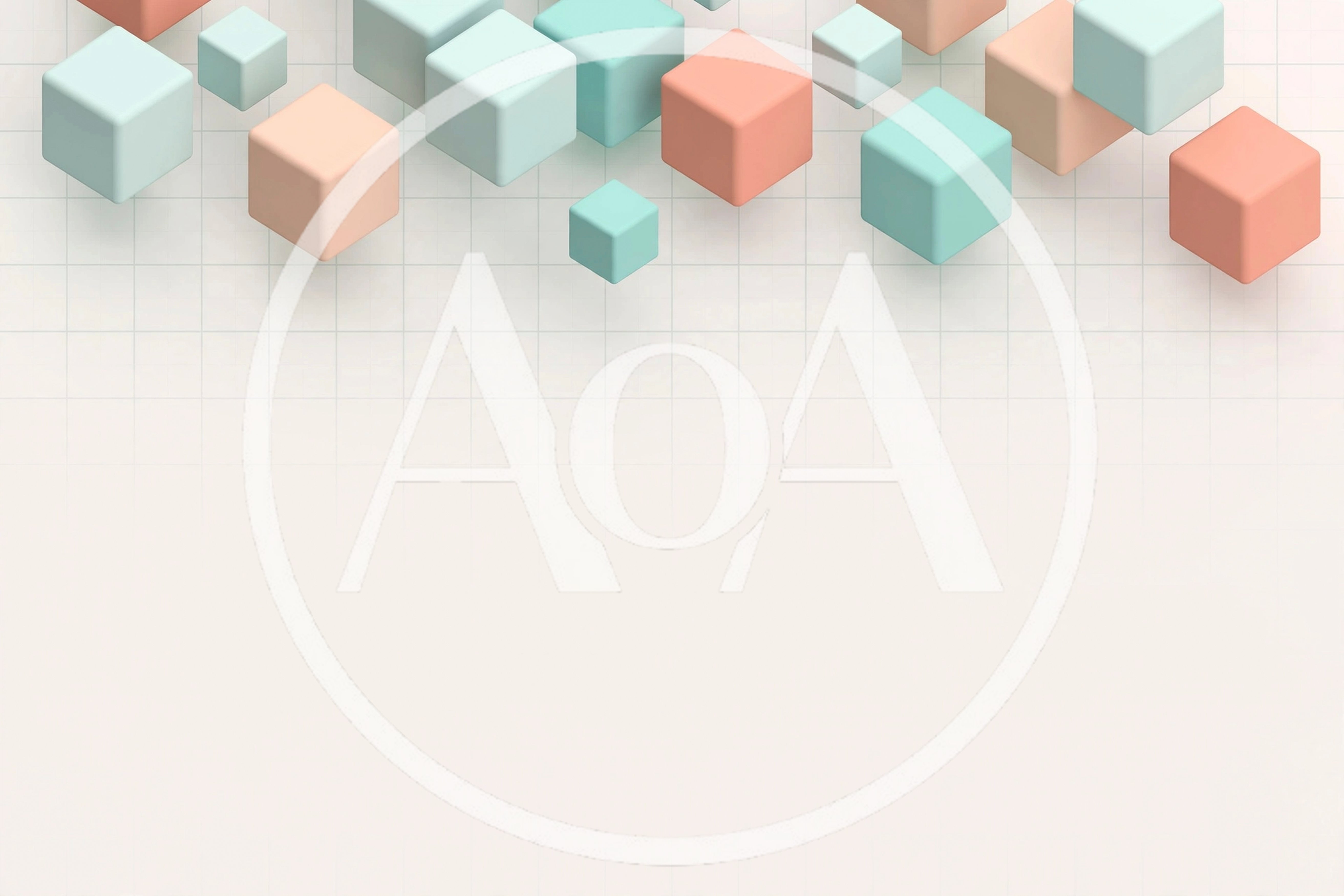 Floating Pastel Cubes on Grid Background