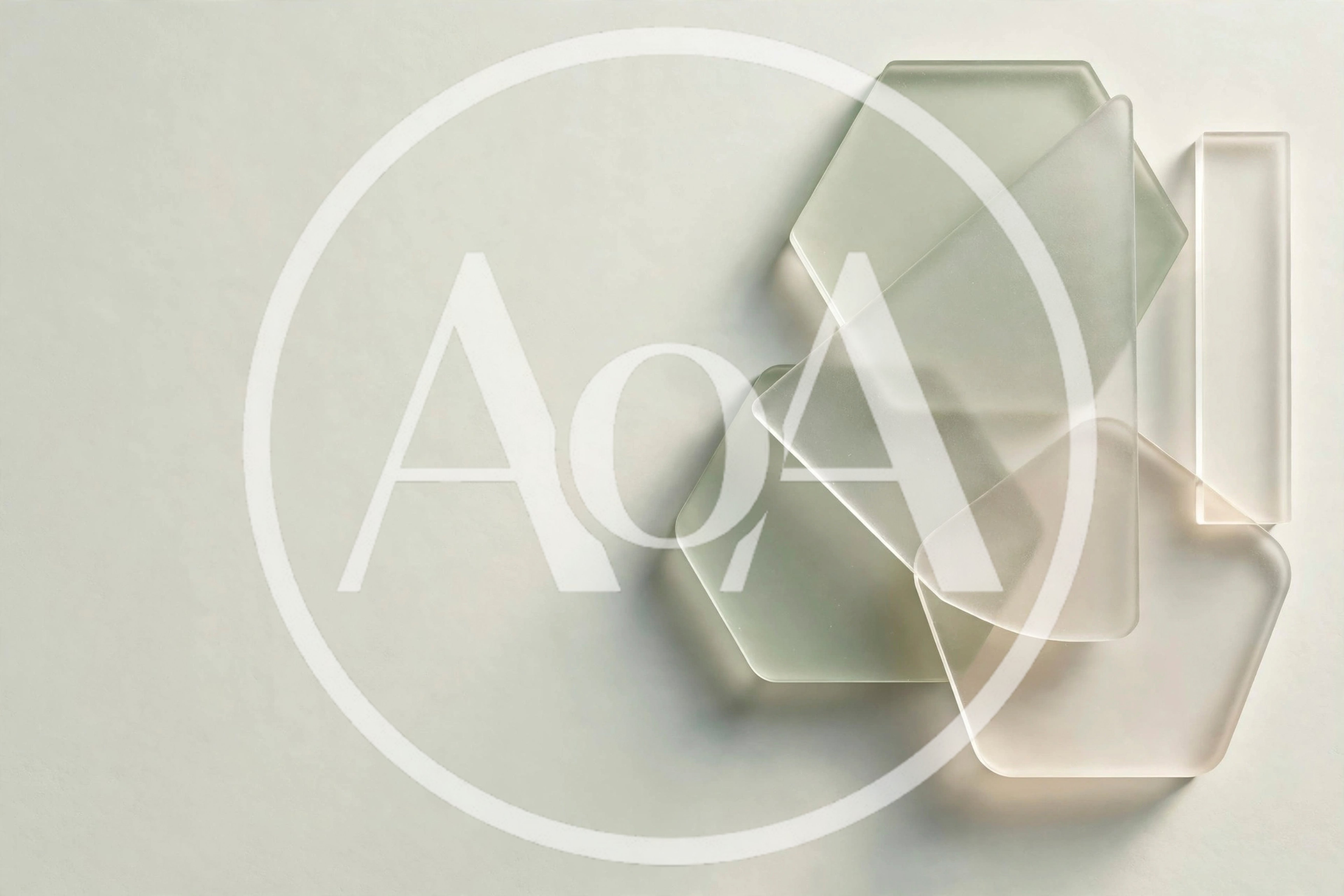 Abstract Frosted Glass Geometric Shapes On White Background