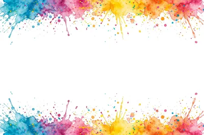 Abstract Watercolor Paint Splatter Border Frame