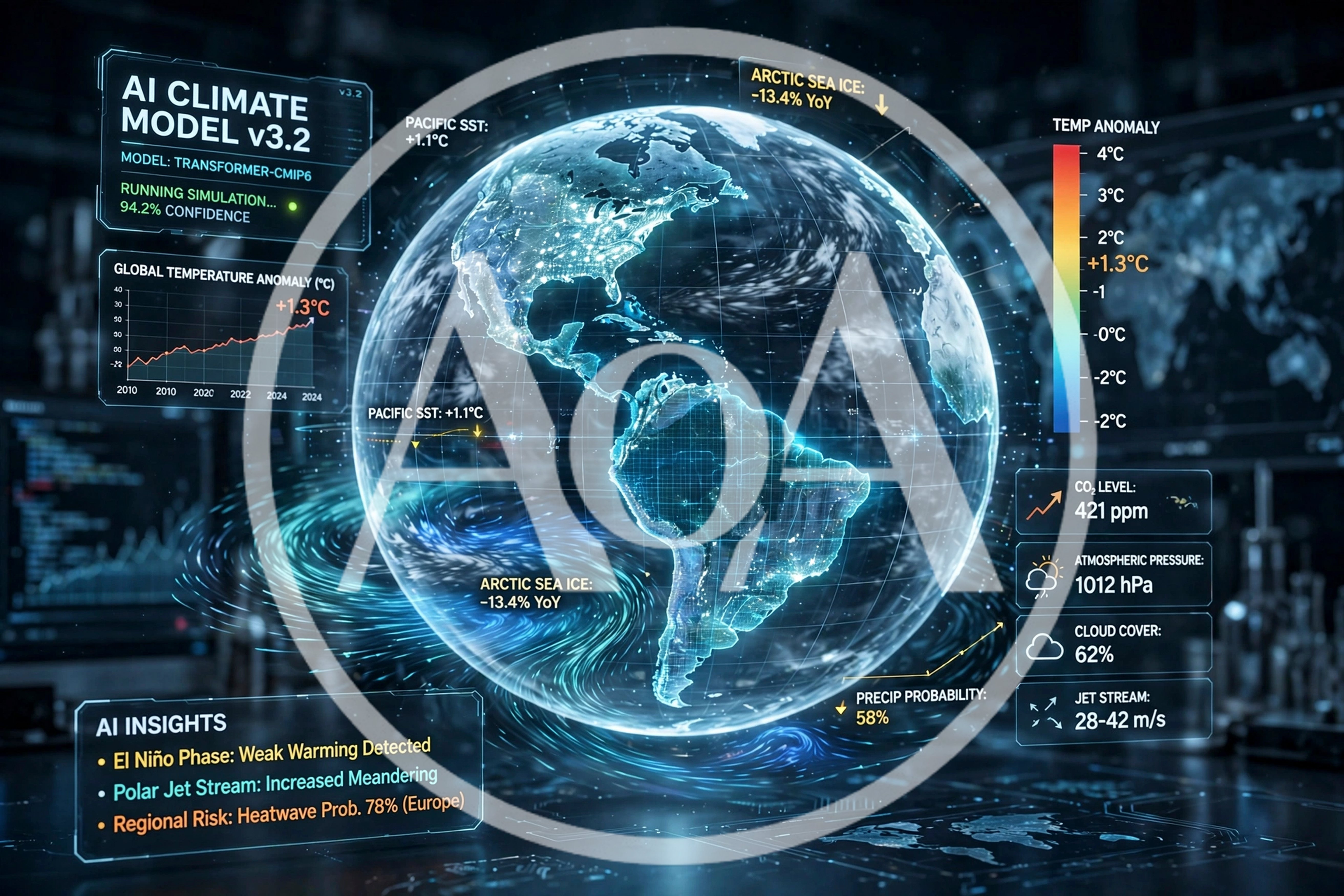Digital Earth Globe With Climate Data Visualization