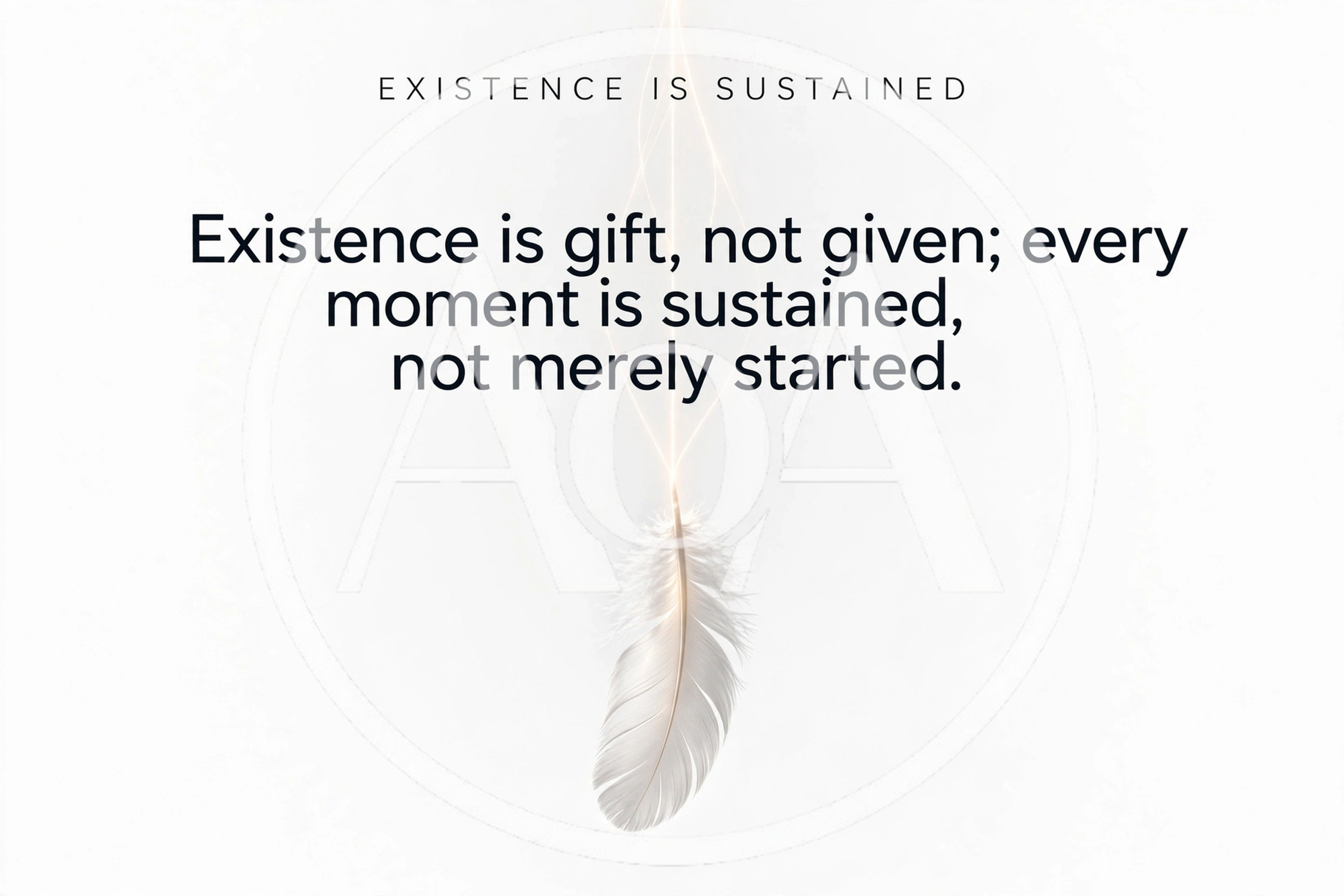 Inspirational Quote About Existence With Floating White Feather