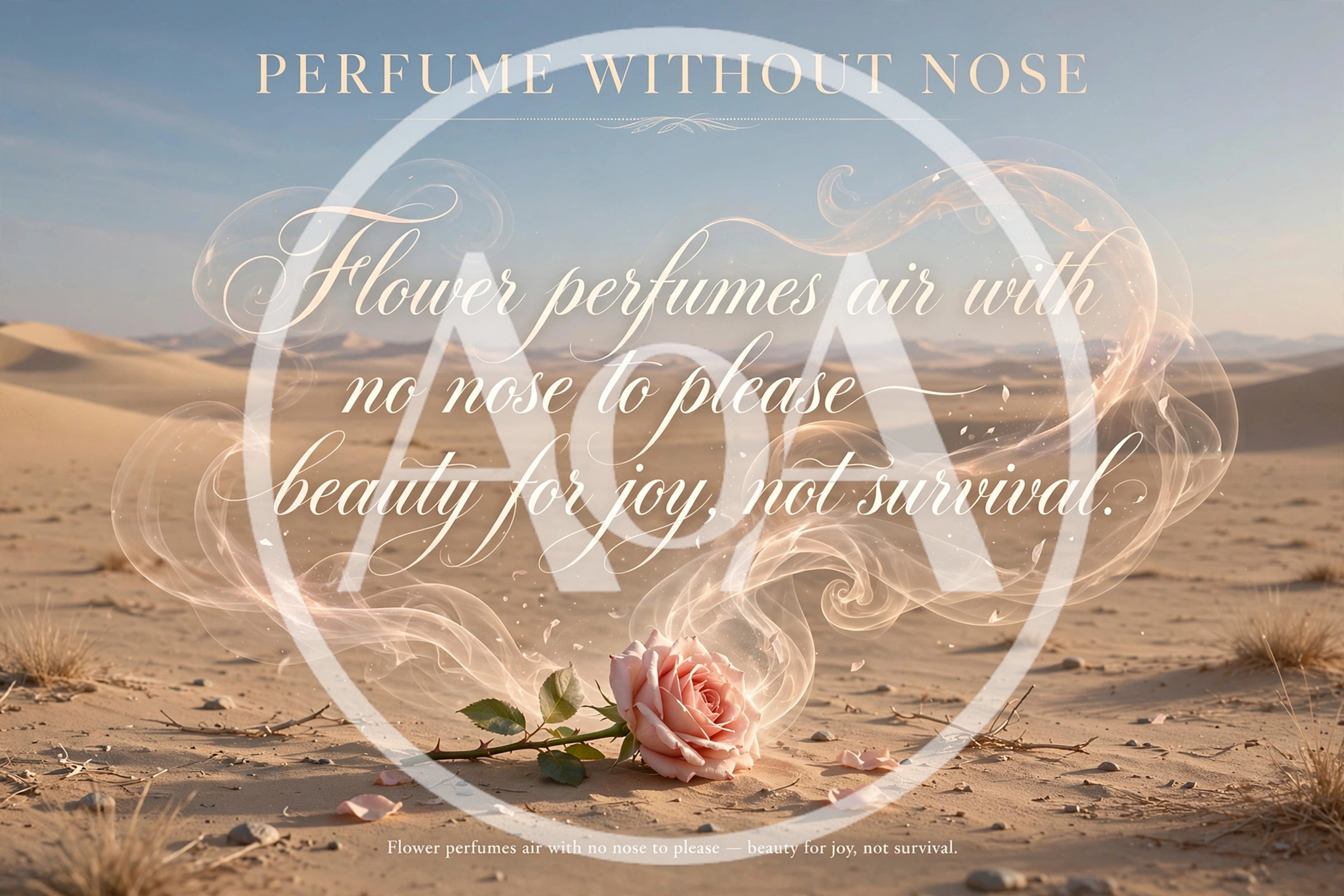 Pink Rose In Desert With Calligraphy Text