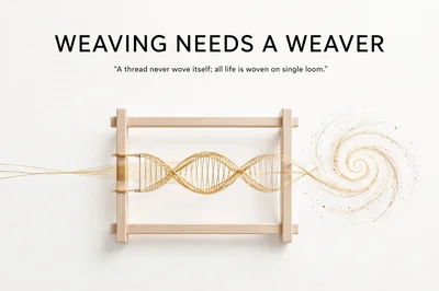 Conceptual DNA Helix Woven On A Wooden Loom