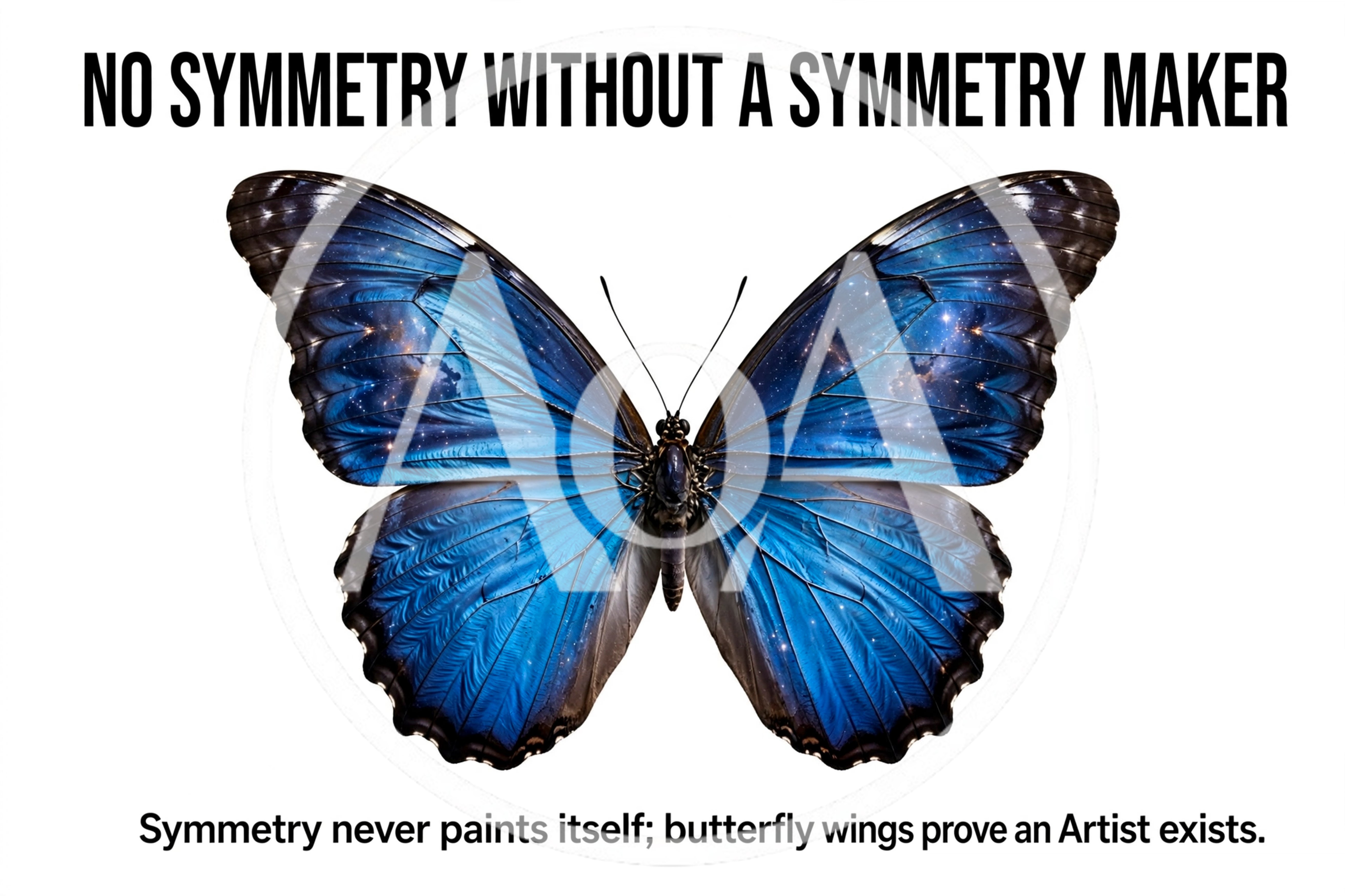 Blue Morpho Butterfly With Cosmic Wing Patterns