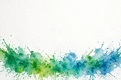 Abstract Watercolor Green And Blue Paint Splatter Background