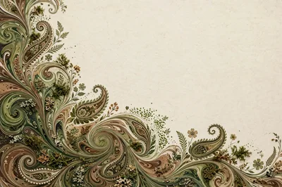 Elegant Paisley Swirls With Botanical Elements
