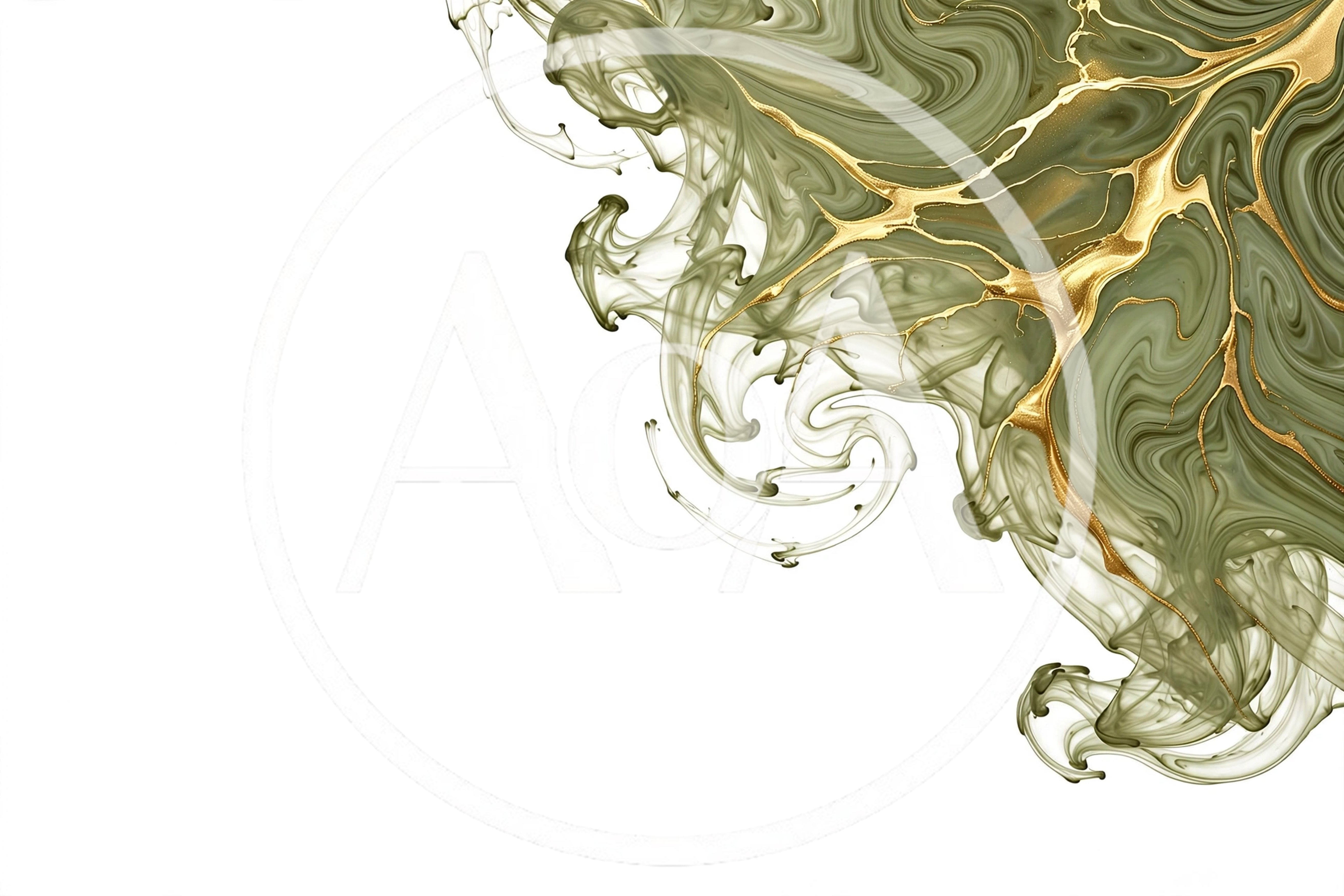 Abstract Olive Green Ink And Gold Vein Background