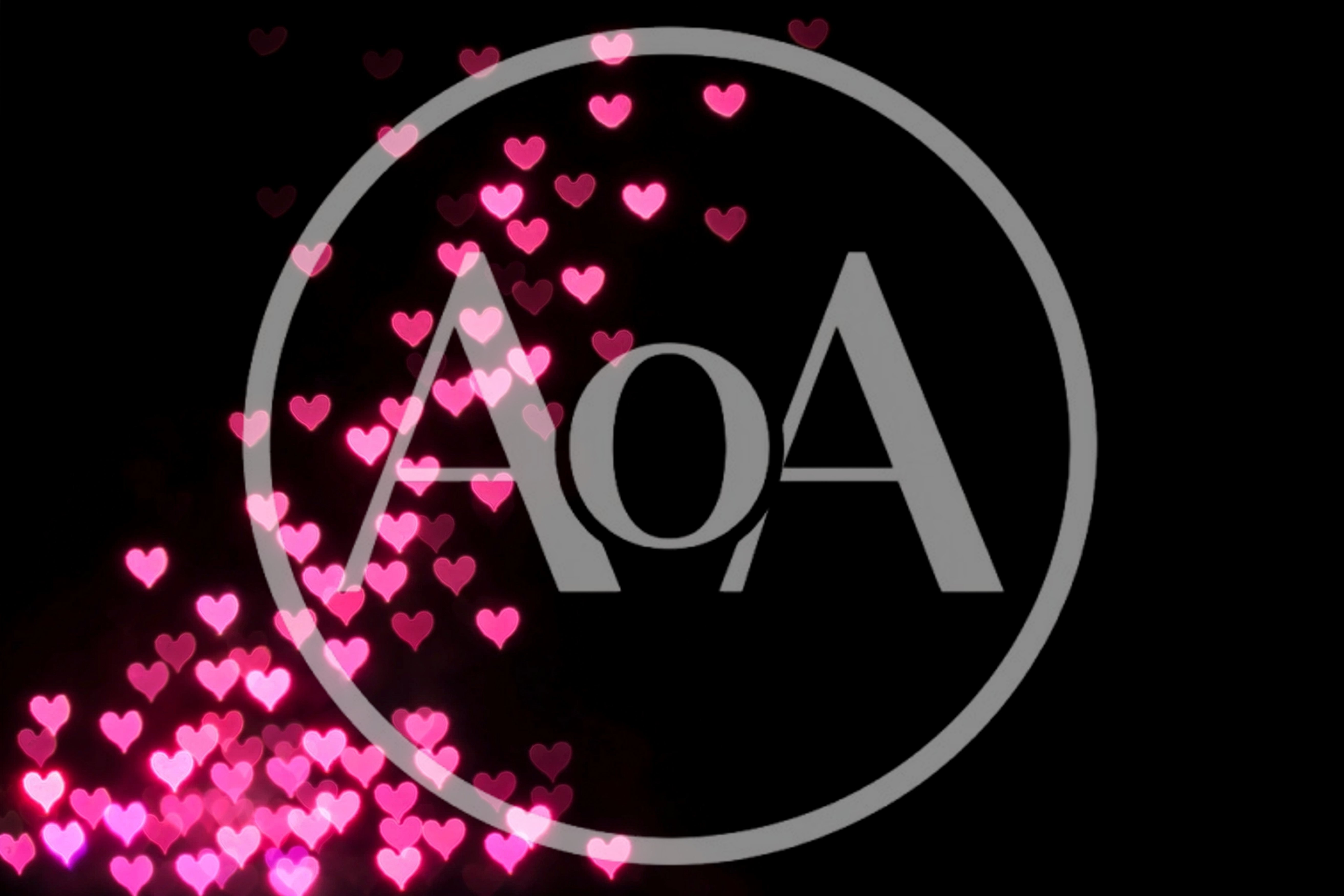Pink Heart Bokeh Lights On Black Background