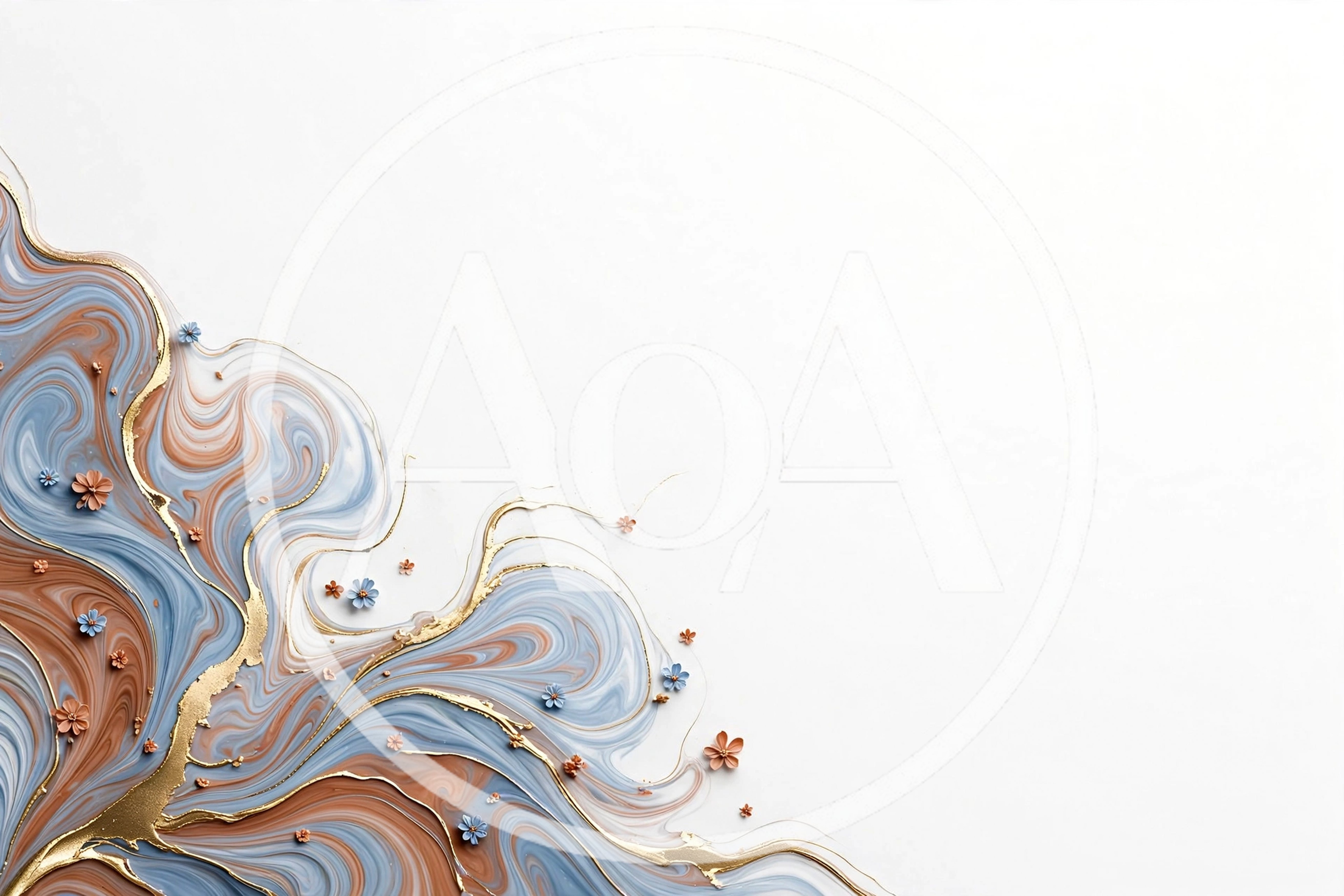 Abstract Marble Swirl Background With Gold Accents