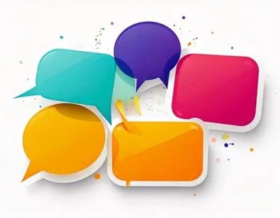 Colorful Blank Speech Bubbles On White Background