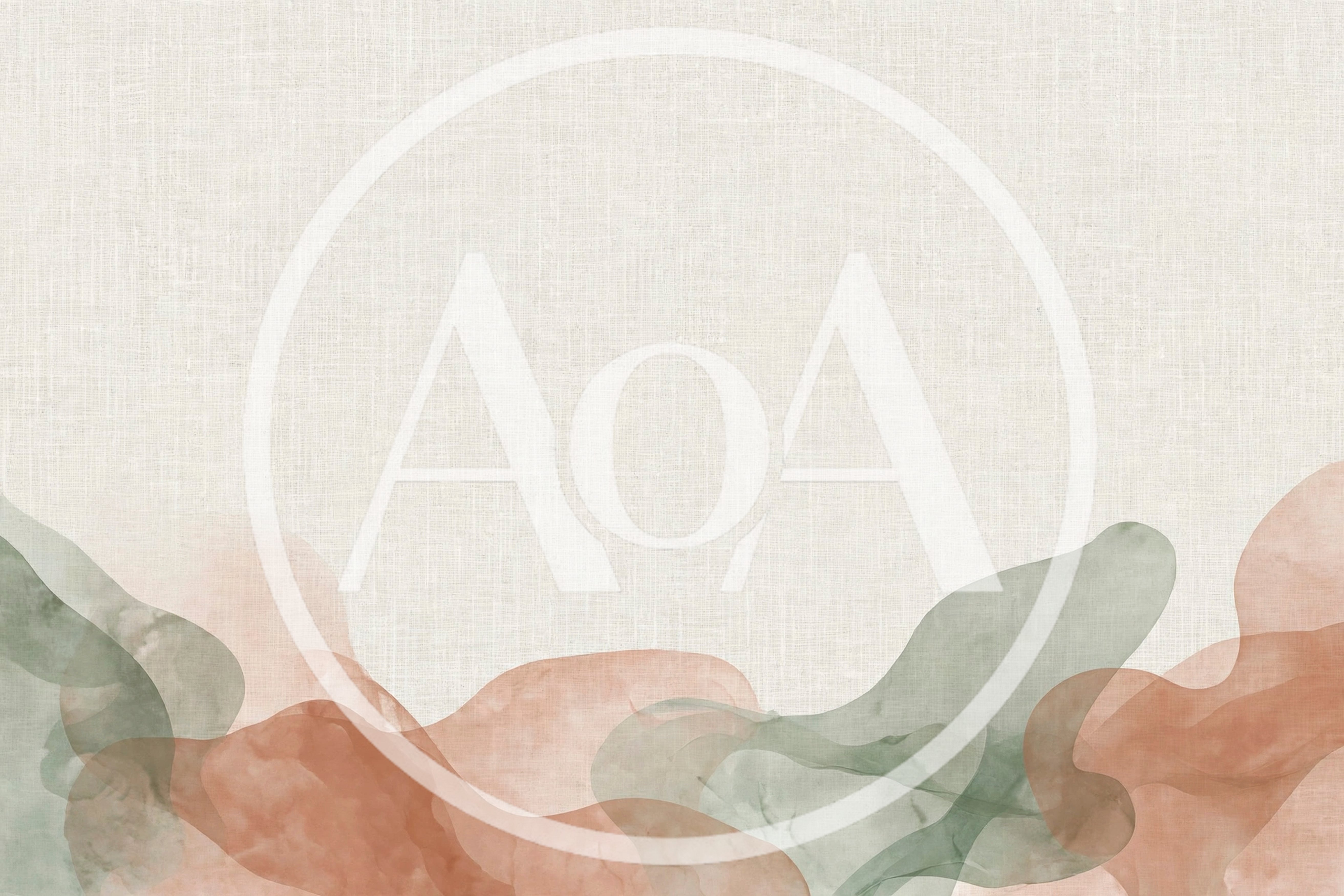 Abstract Watercolor Waves On Textured Linen Background