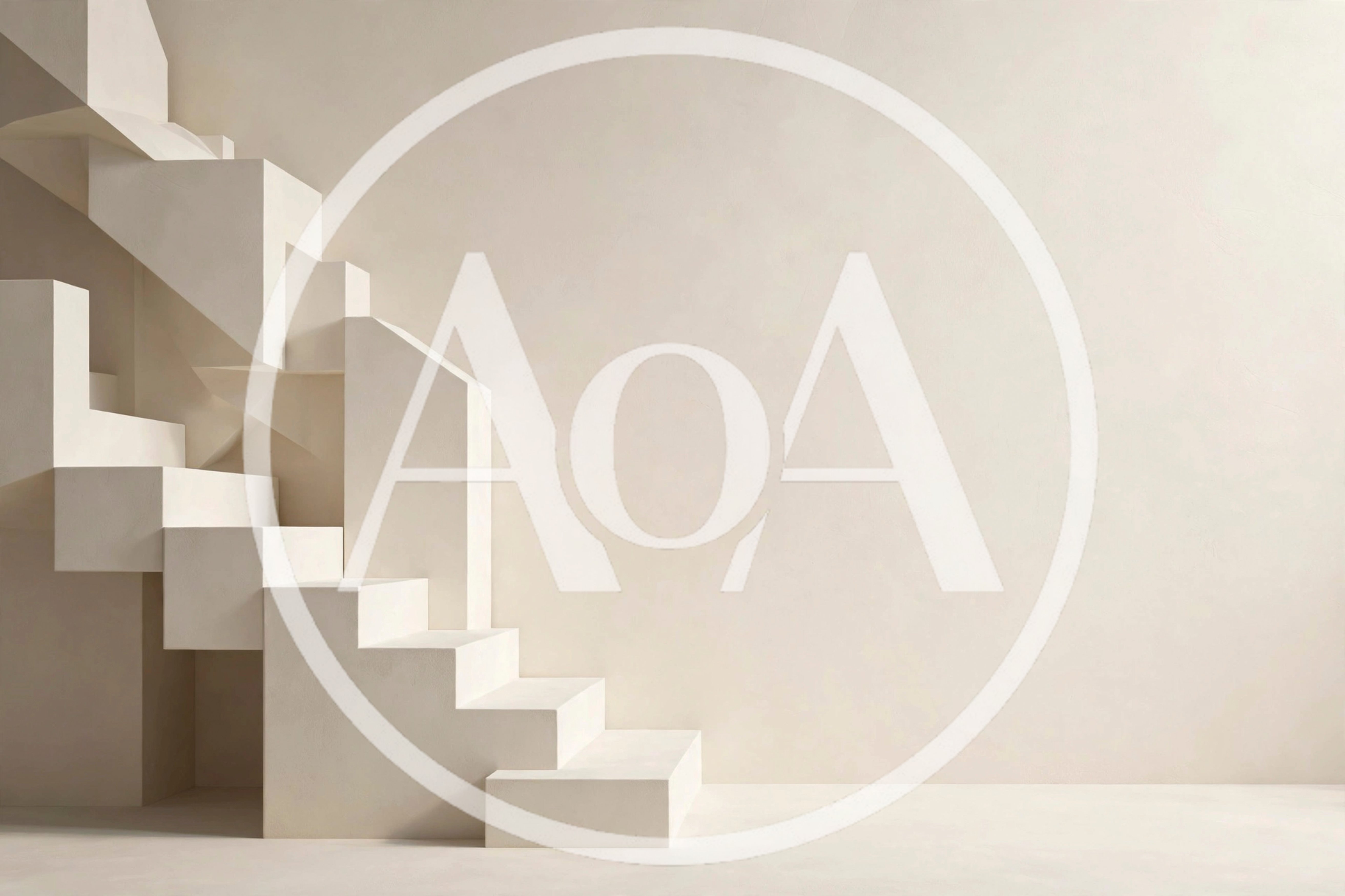 Minimalist Geometric Staircase Against A Plain Beige Wall