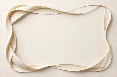 Elegant Cream Ribbon Frame On Minimalist Background