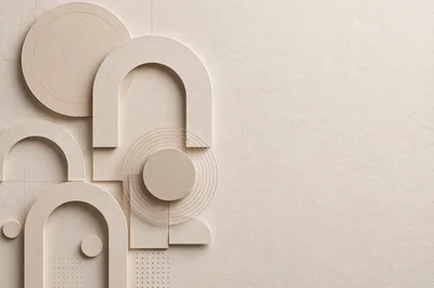 Minimalist Beige Geometric Abstract 3D Composition