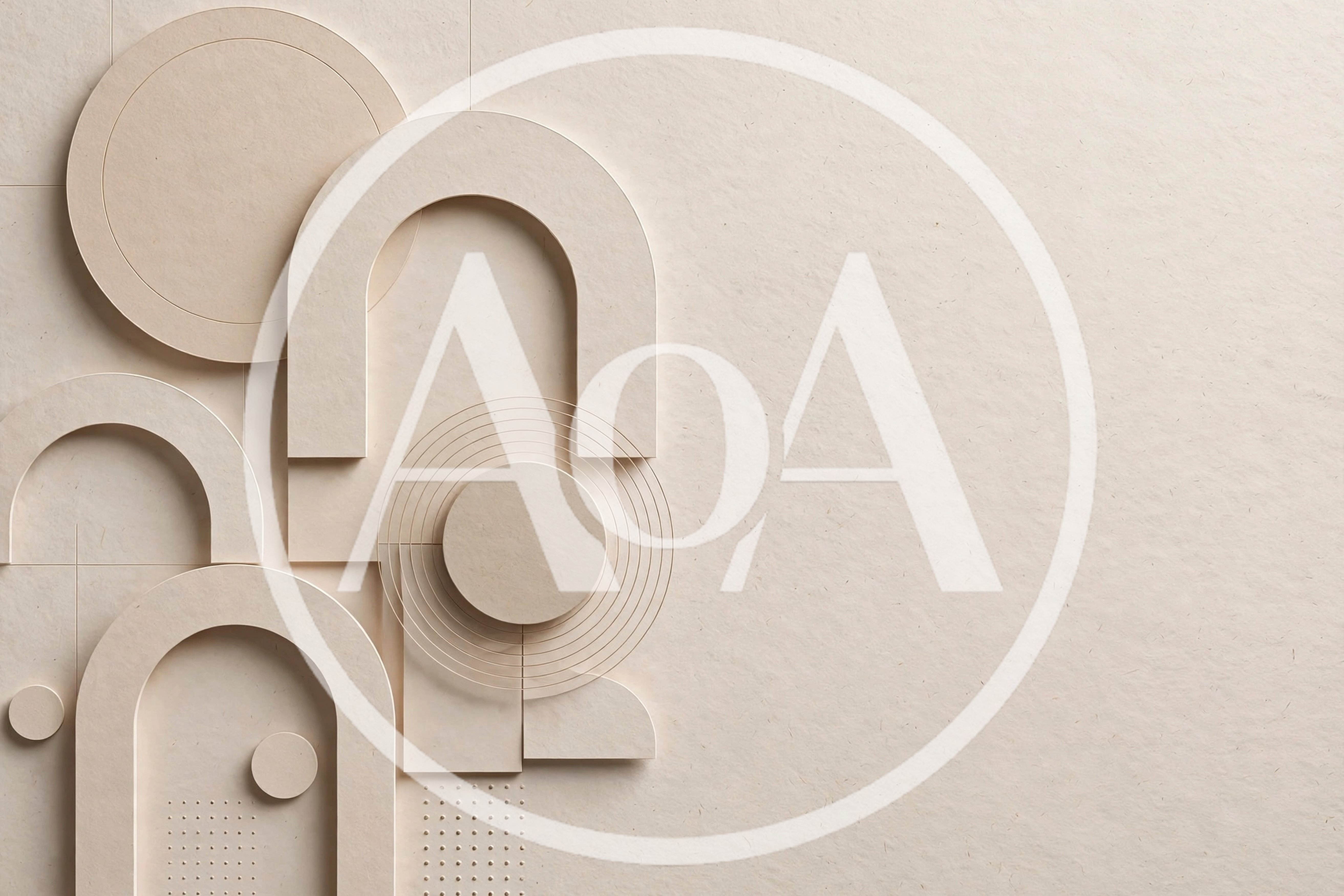 Minimalist Beige Geometric Abstract 3D Composition
