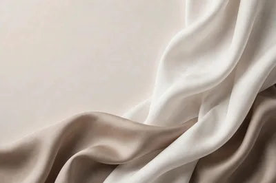 Elegant White and Beige Silk Fabric Drapes