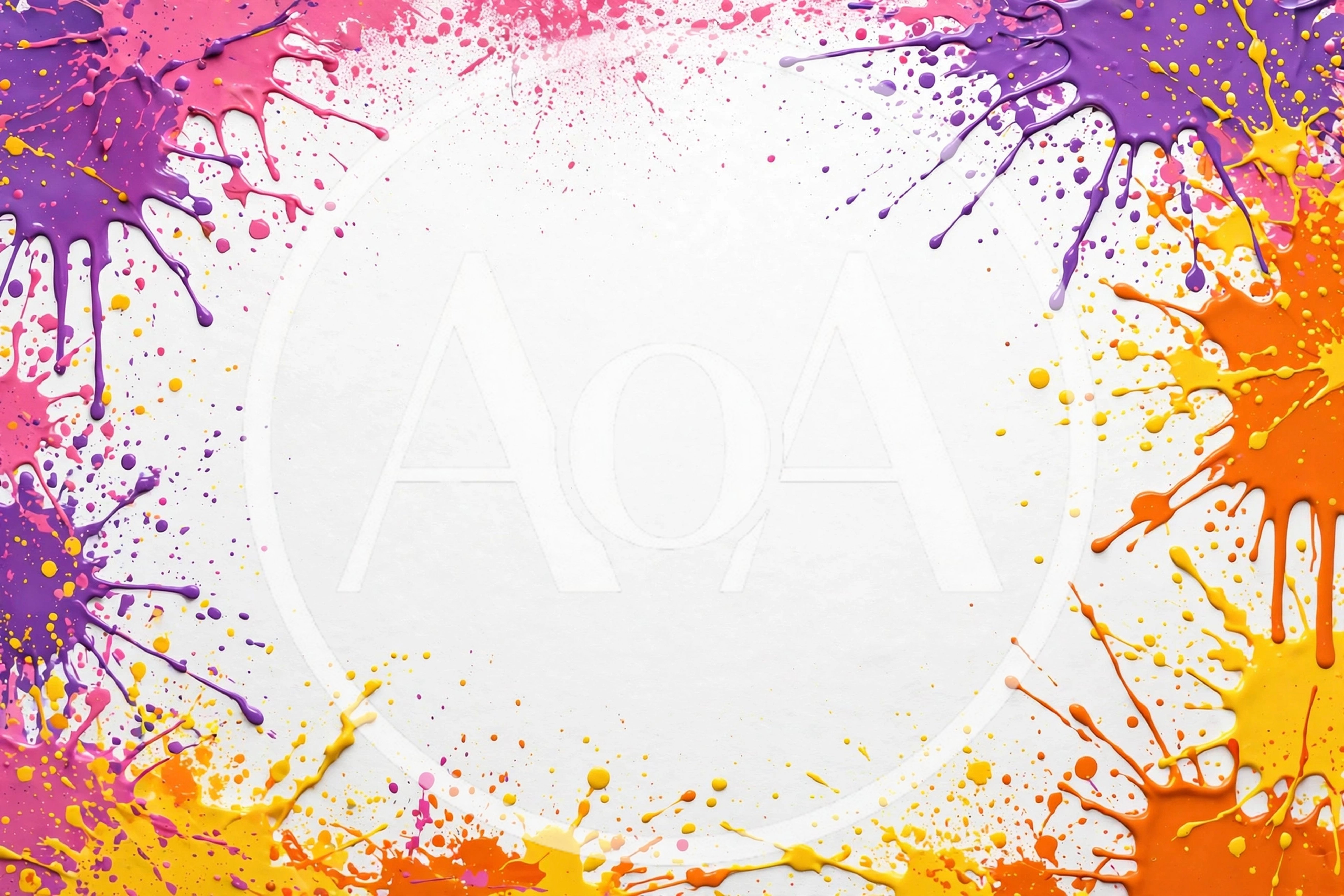 Colorful Paint Splatter Frame on White Background