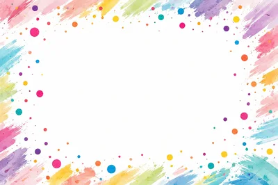 Watercolor Painted Border With Colorful Confetti Dots