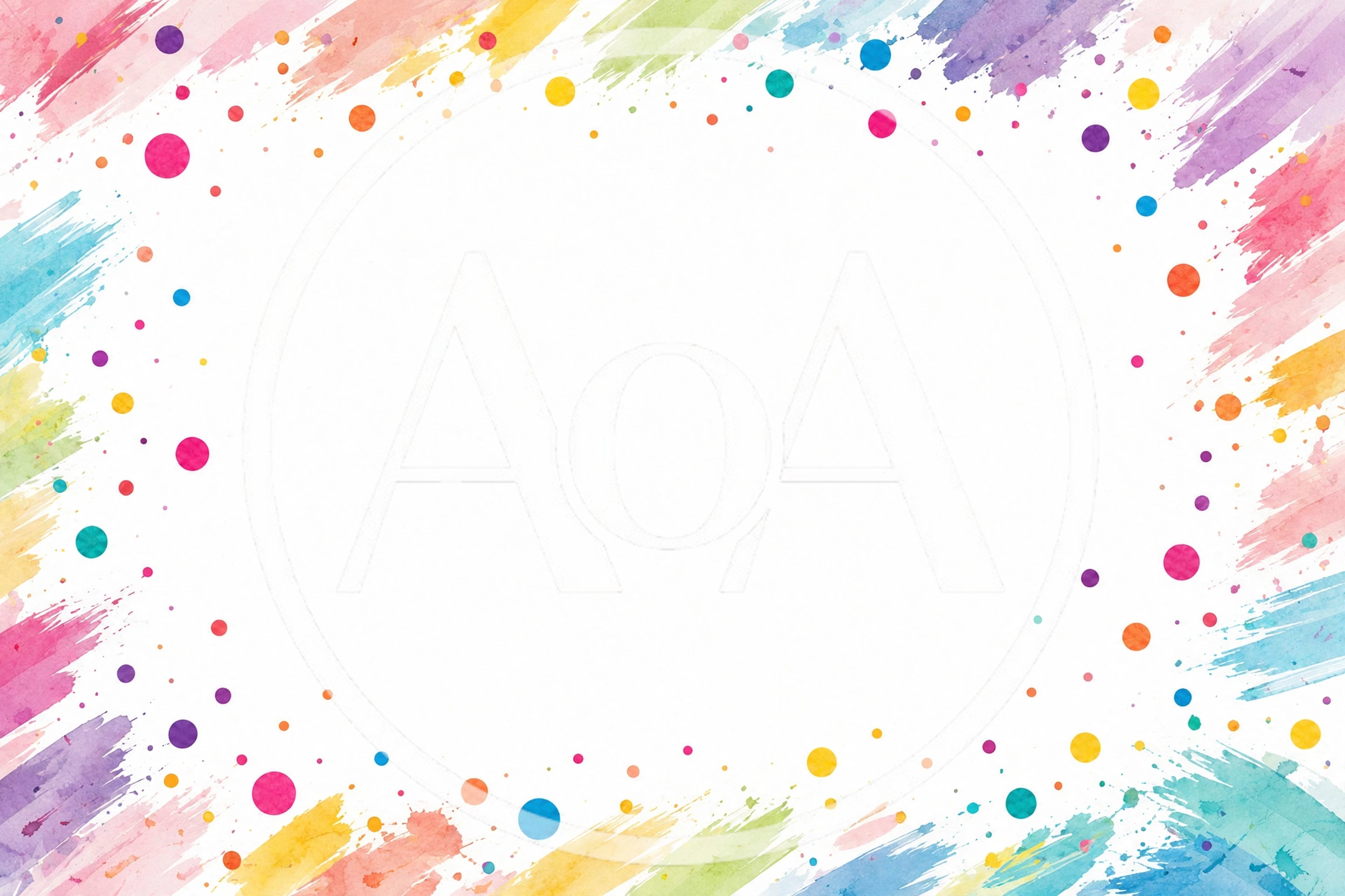 Watercolor Painted Border With Colorful Confetti Dots