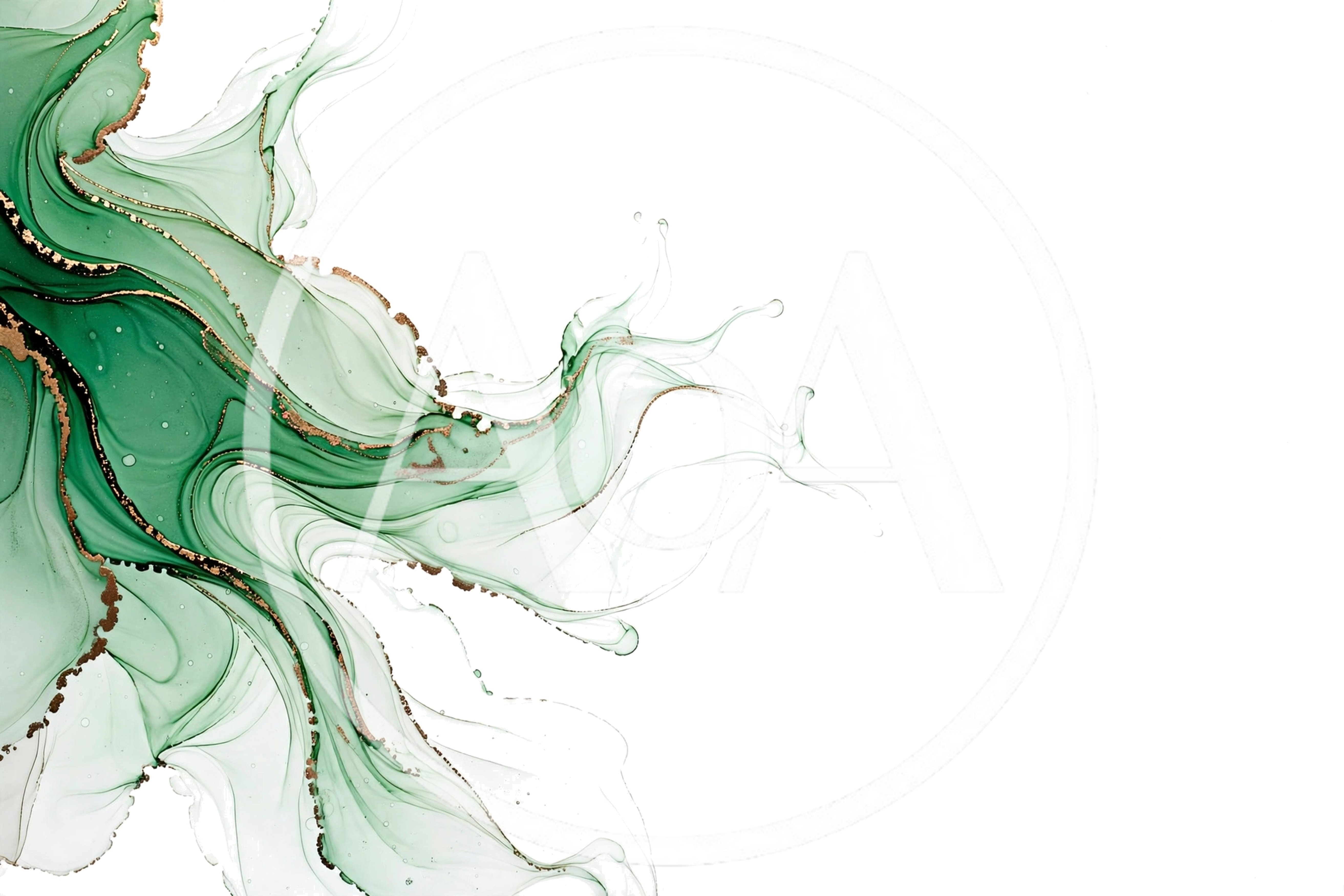 Abstract Green And Gold Alcohol Ink Background