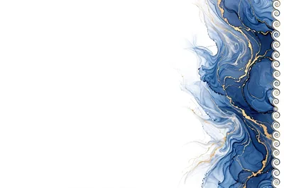 Abstract Blue Alcohol Ink Background With Gold Veins