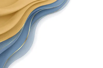 Abstract Background With Flowing Gold And Blue Waves