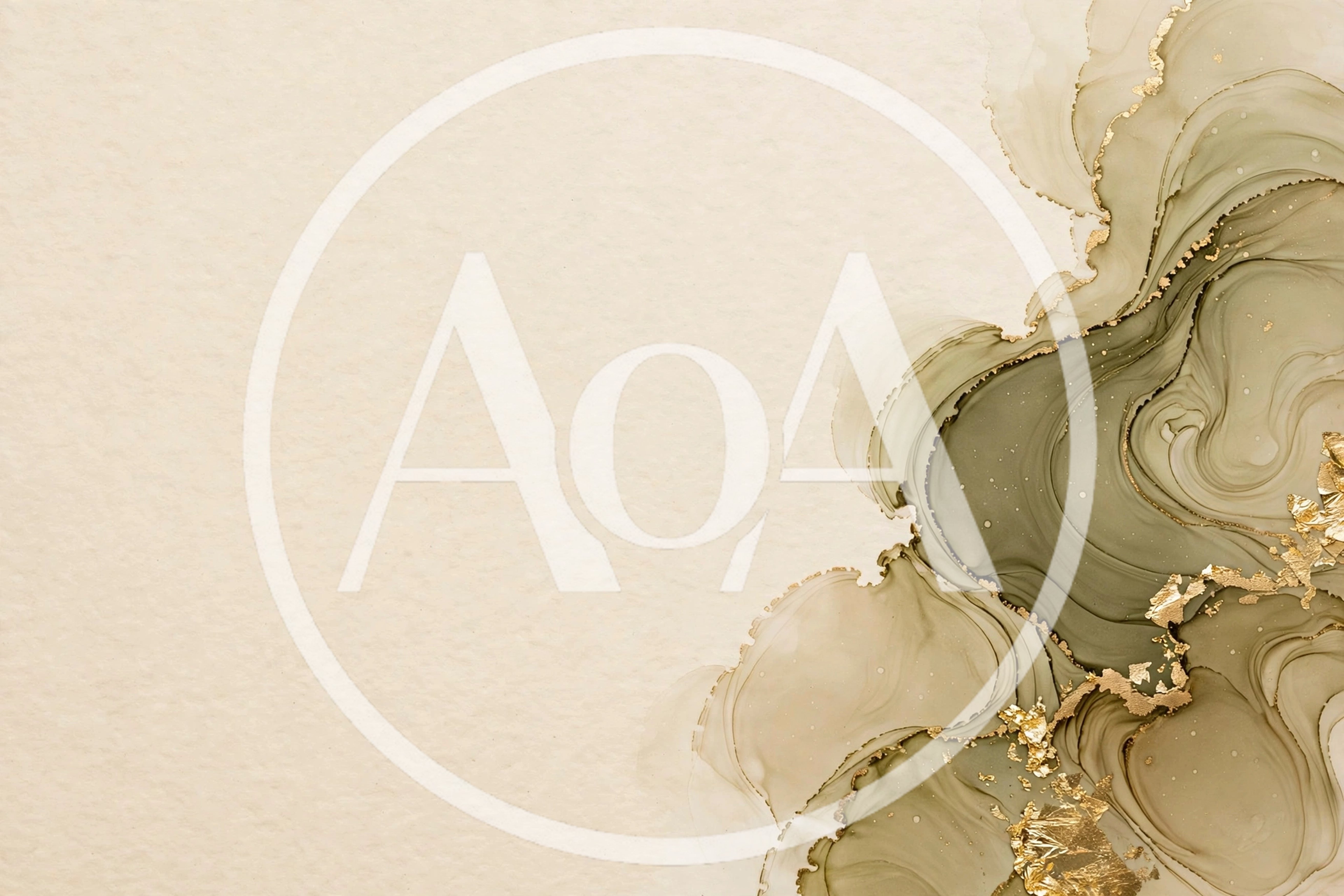 Abstract Alcohol Ink Background With Gold Leaf Accents