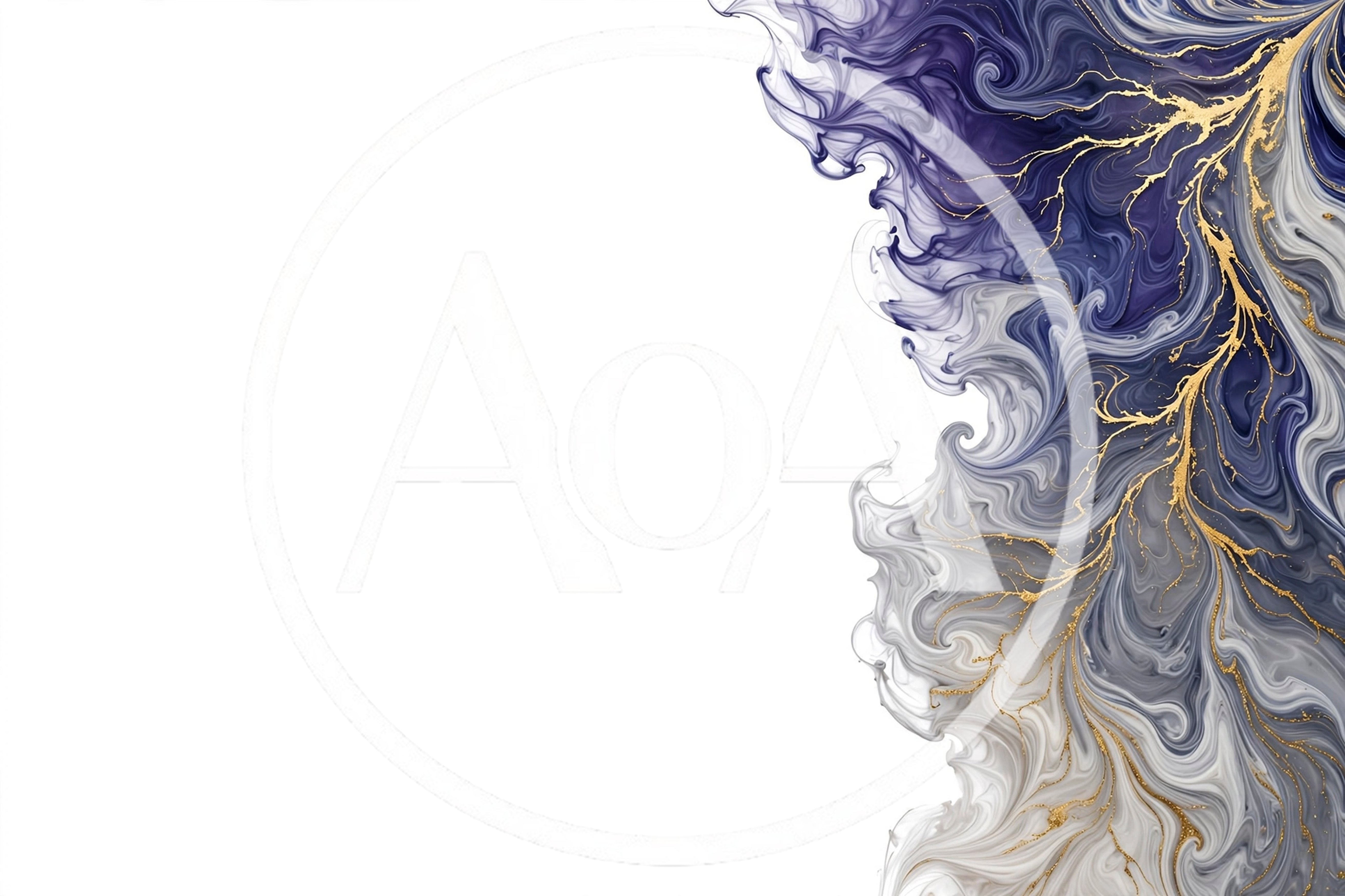 Abstract Fluid Art With Gold Veins And Blue Swirls