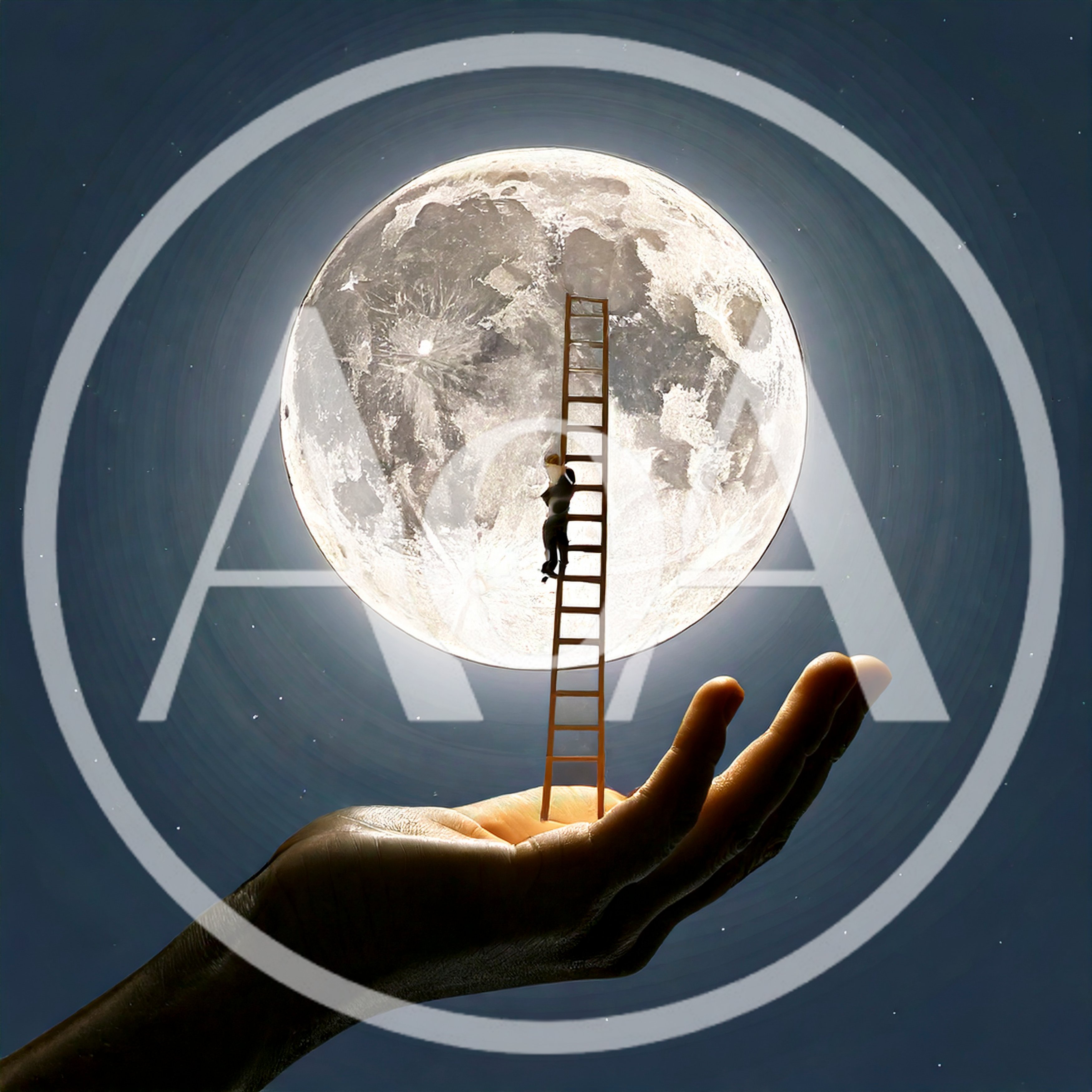 Person Climbing A Ladder To The Moon