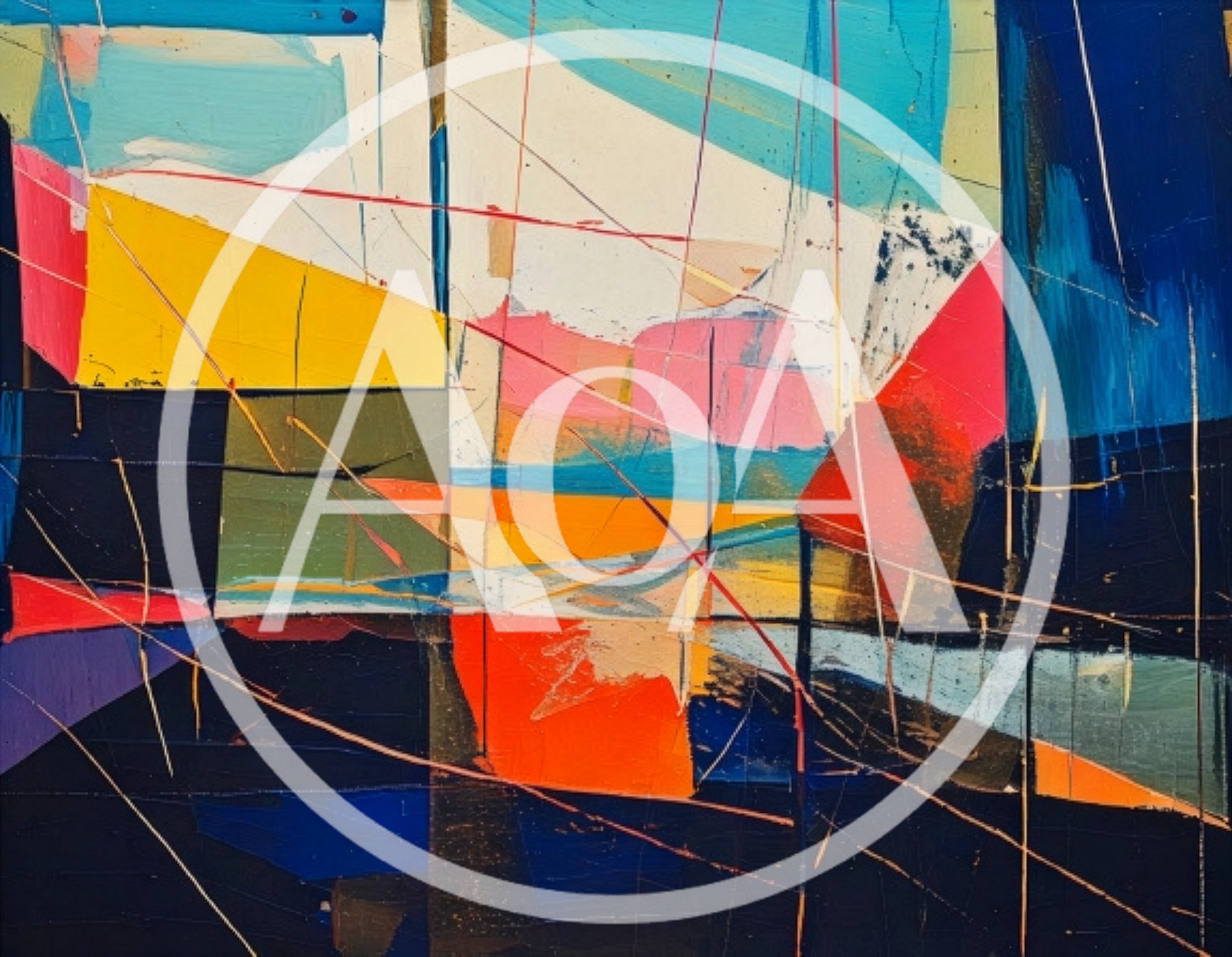 Abstract Geometric Oil Painting With Vibrant Colors