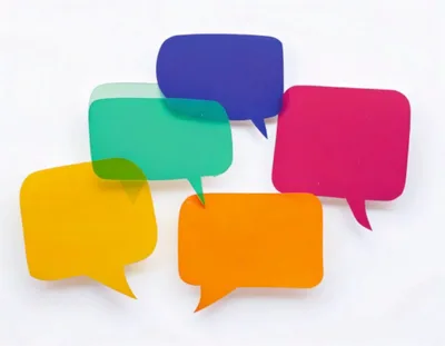 Colorful Translucent Speech Bubbles On White Background
