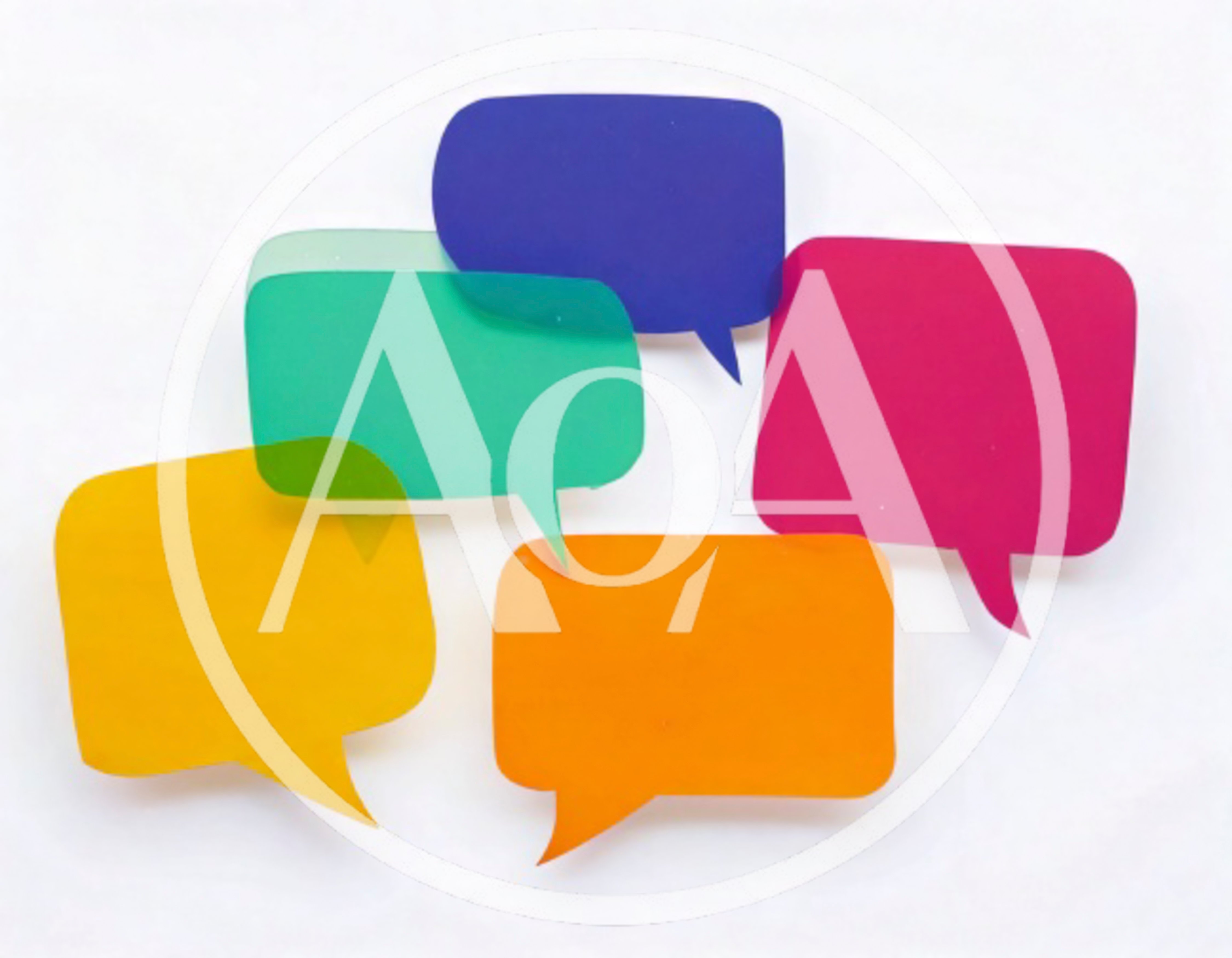 Colorful Translucent Speech Bubbles On White Background