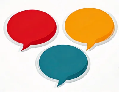 Three Colorful Speech Bubble Icons On White Background