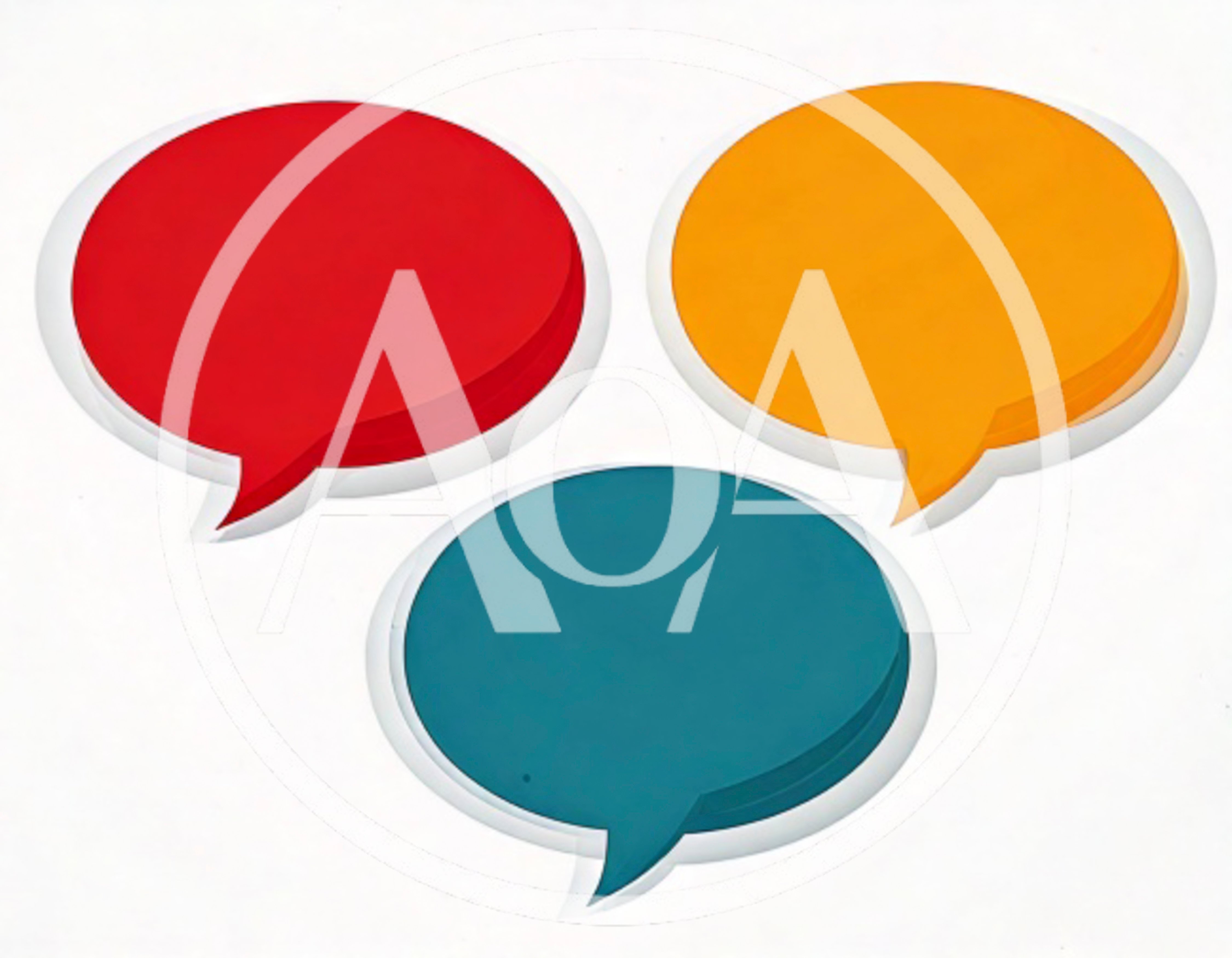 Three Colorful Speech Bubble Icons On White Background