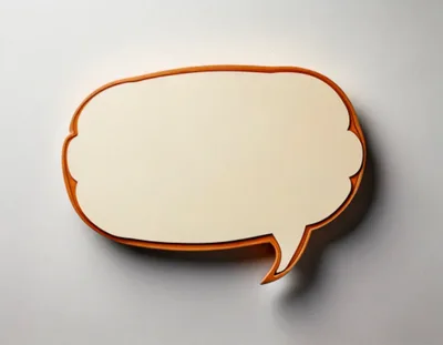 Wooden Speech Bubble Sign On White Background