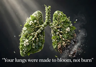 Conceptual Illustration of Lungs Blooming and Burning