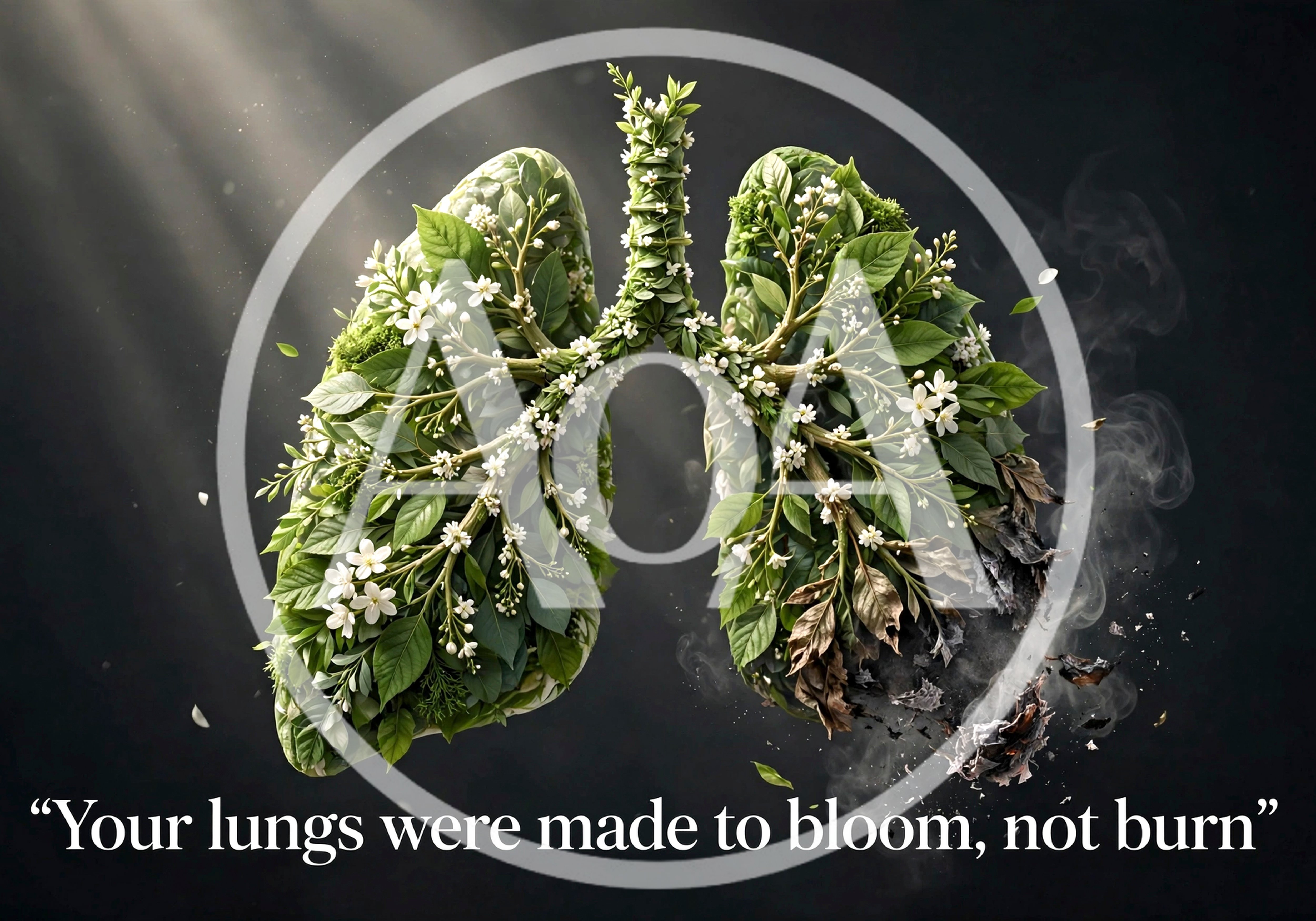 Conceptual Illustration of Lungs Blooming and Burning
