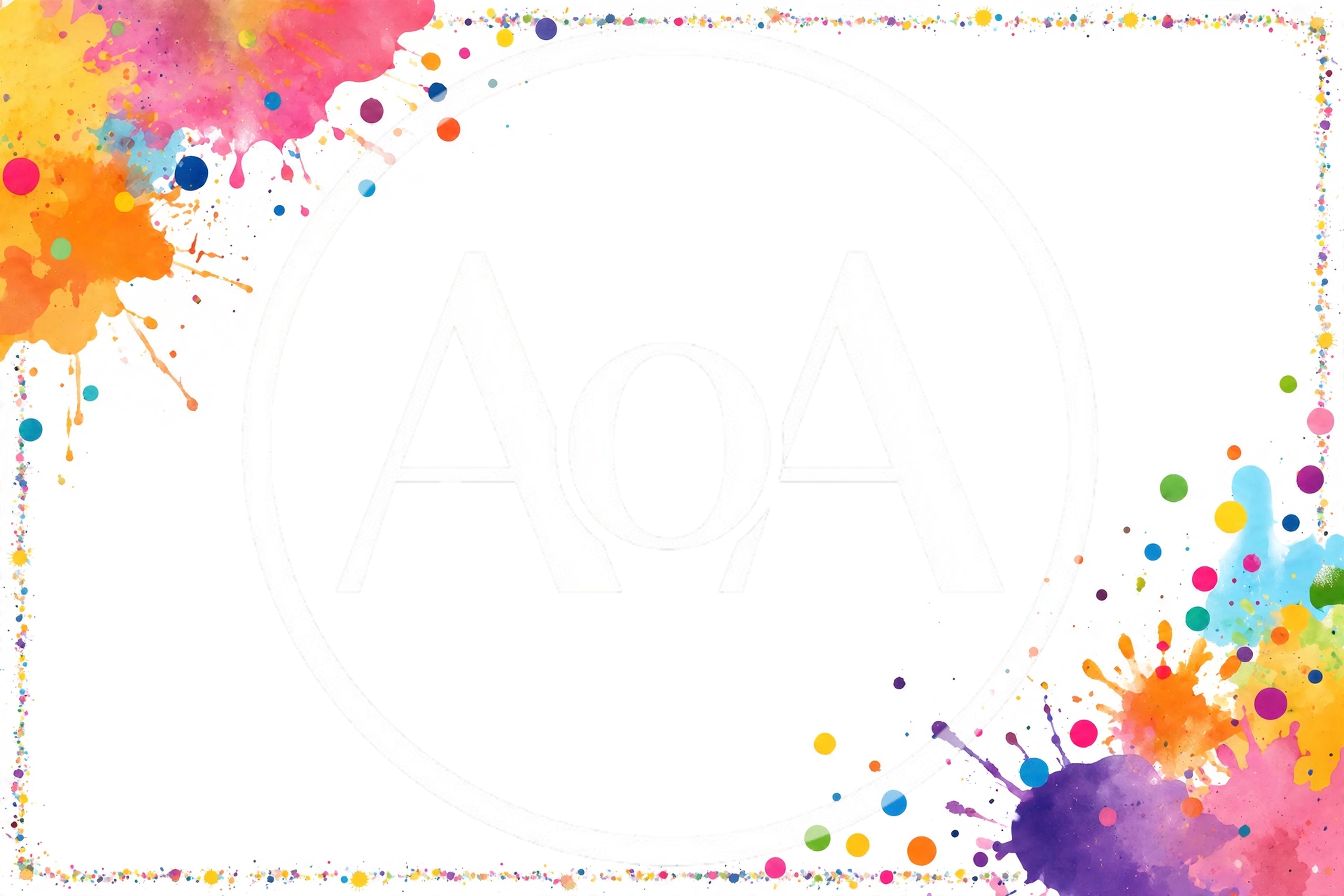Watercolor Paint Splatter Border Frame on White Background