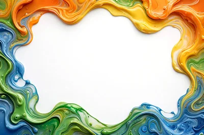 Abstract Liquid Paint Swirls Frame With White Center