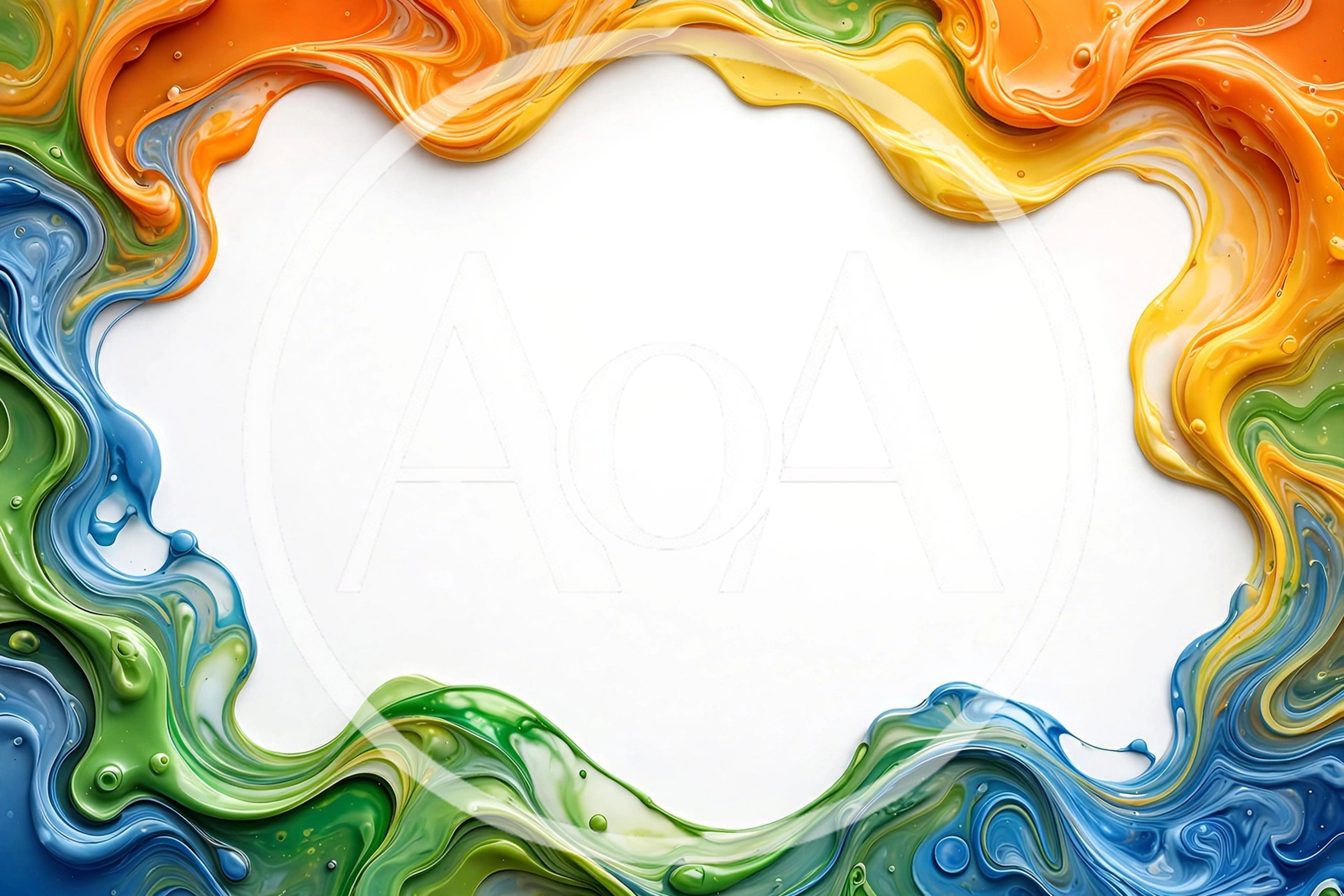 Abstract Liquid Paint Swirls Frame With White Center
