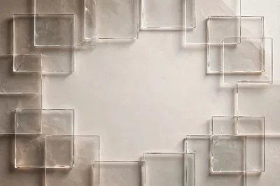Abstract Background With Overlapping Transparent Glass Squares
