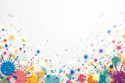 Colorful Paint Splatters And Bokeh Dots Background