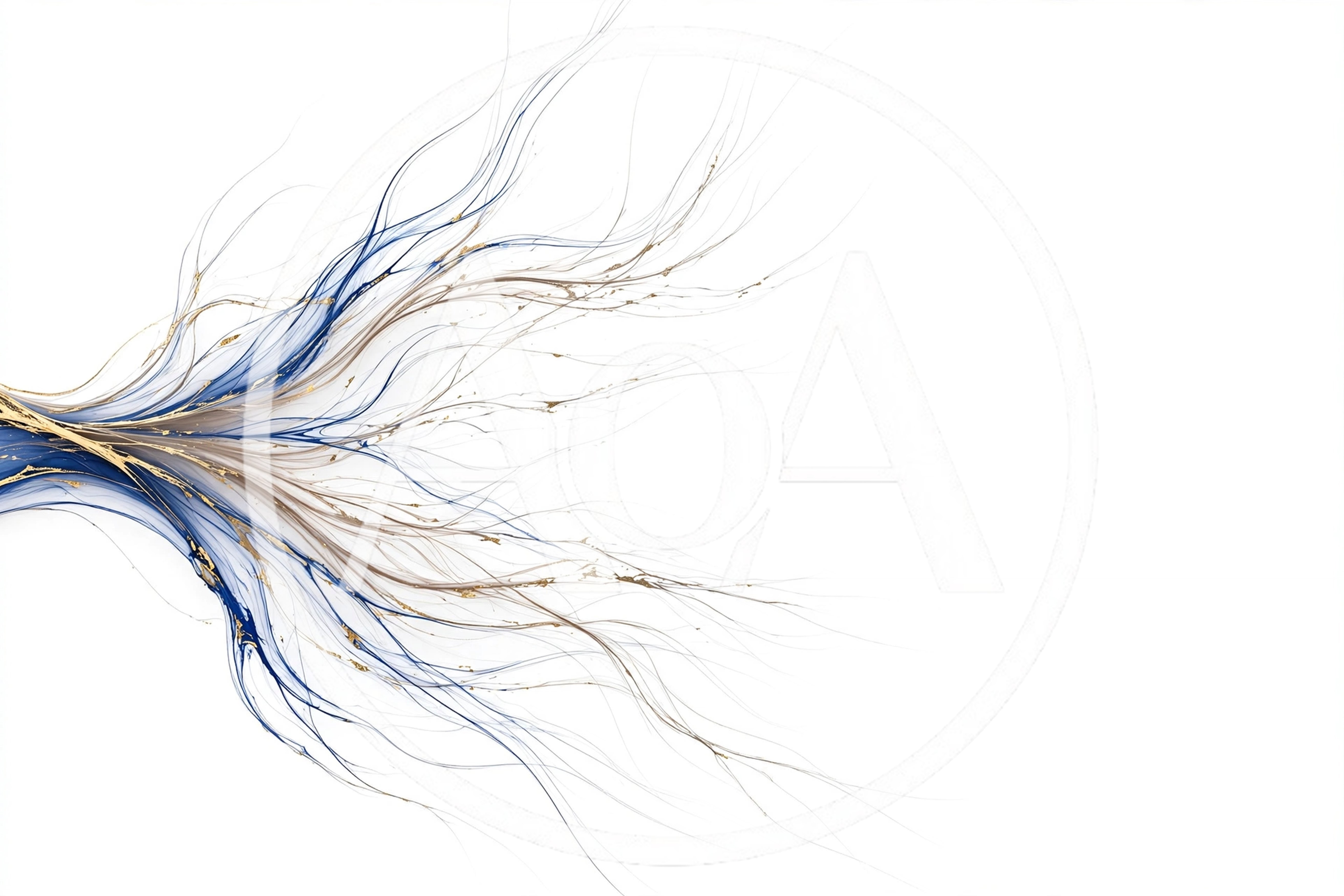 Abstract Fluid Art With Blue And Gold Ink