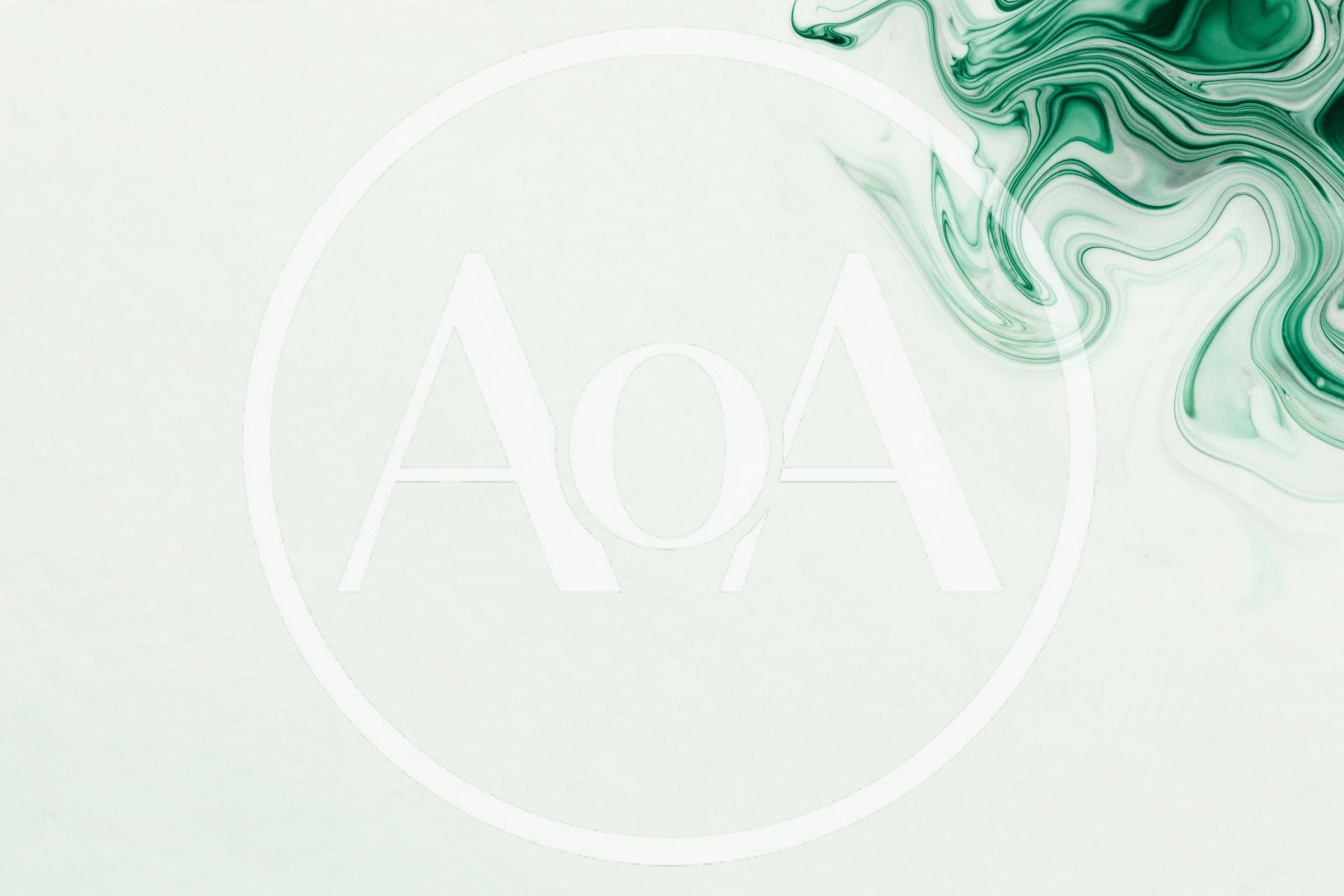 Abstract Green And White Marble Liquid Swirl Background
