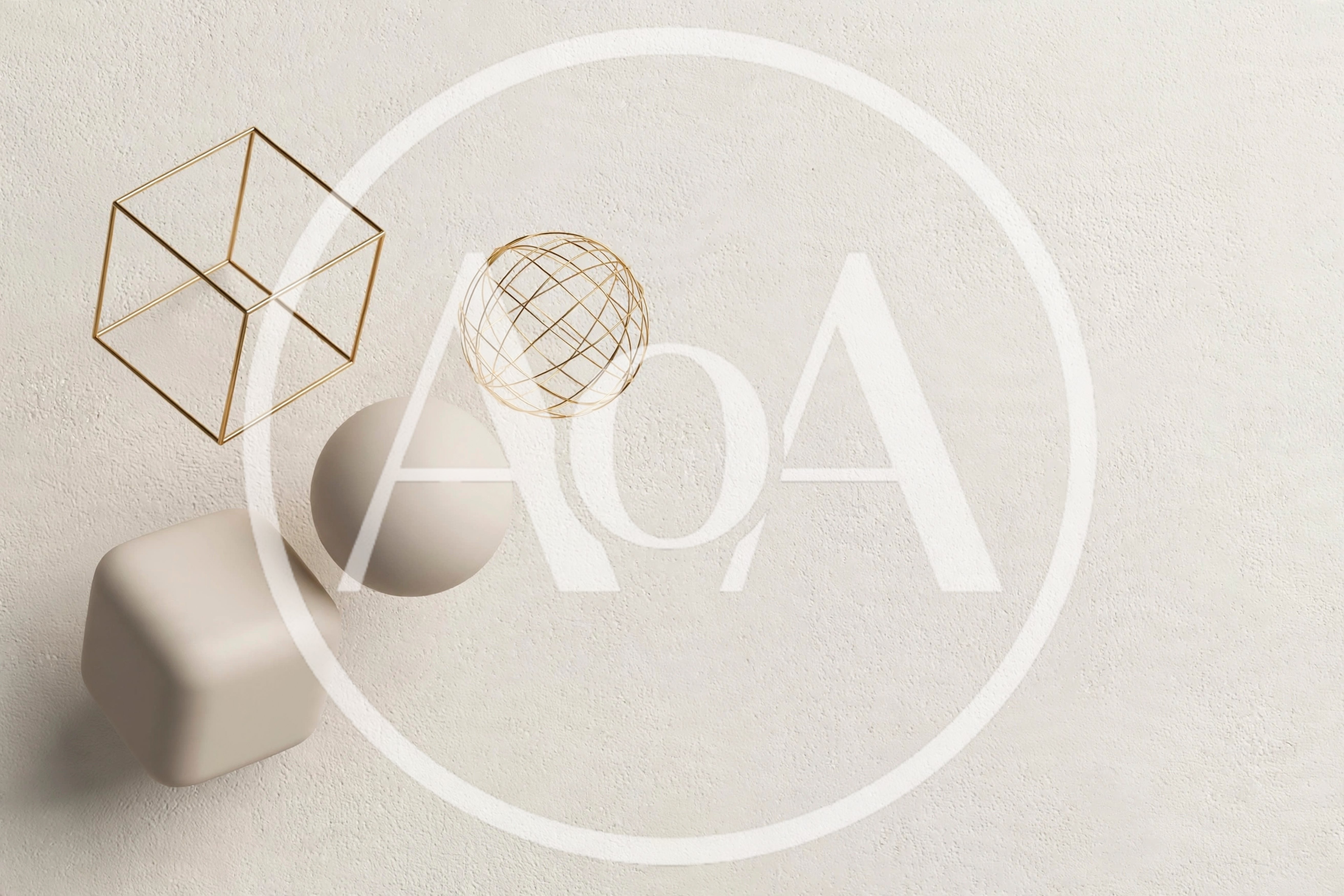 Minimalist 3D Geometric Shapes On Textured Background