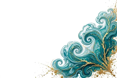 Abstract Teal And Gold Marble Swirl Background